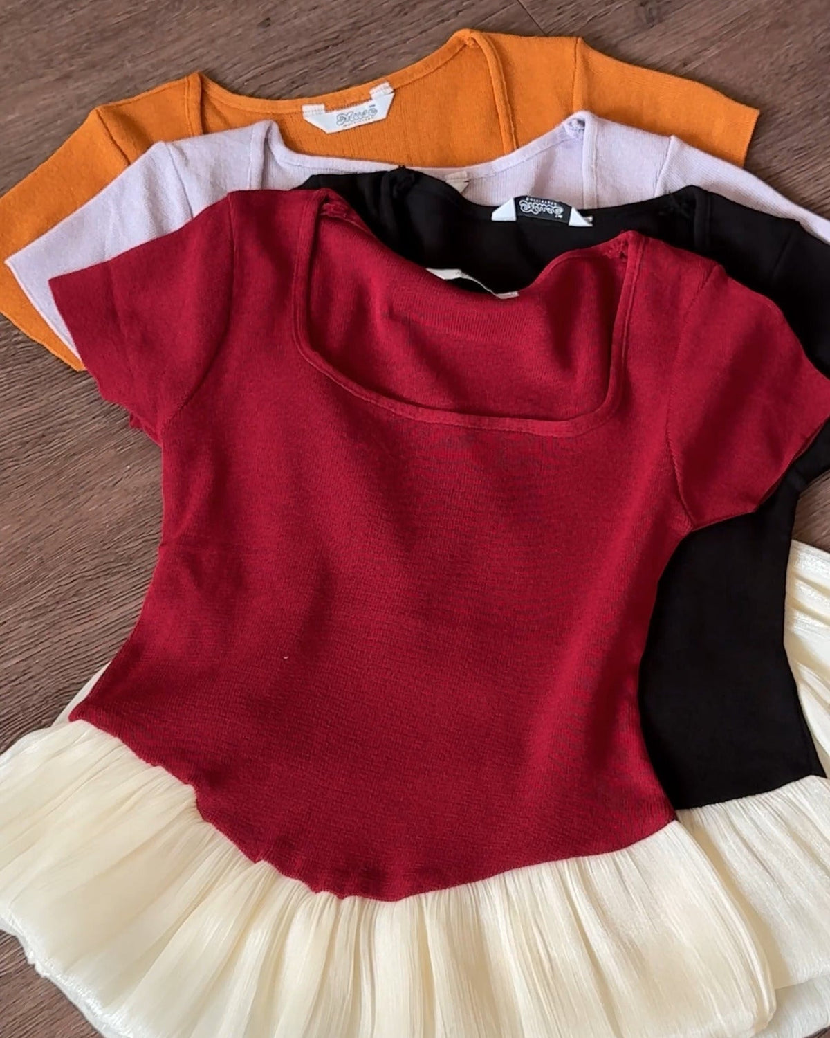 Square Neck Balloon Peplum Bodycon Top Bundle ( Pack Of 2 )