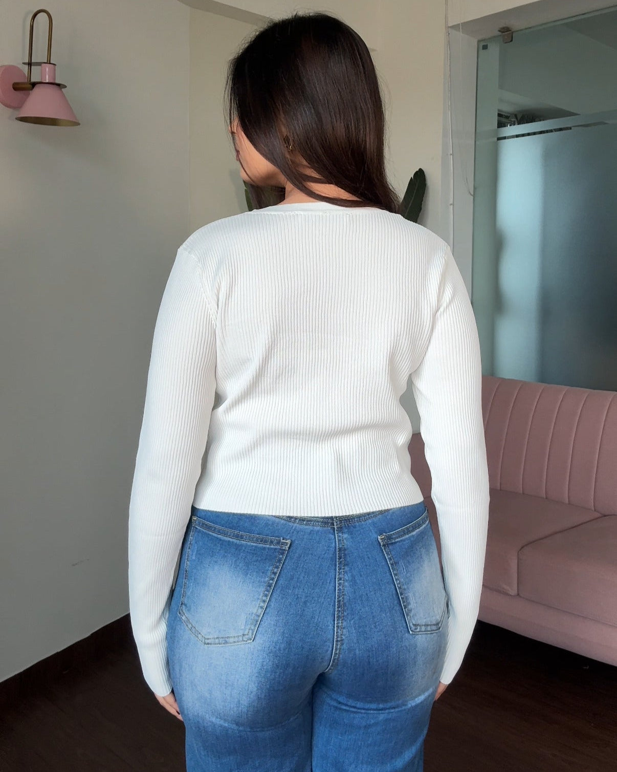 Golden Button V-Neck Thick Winter Tee