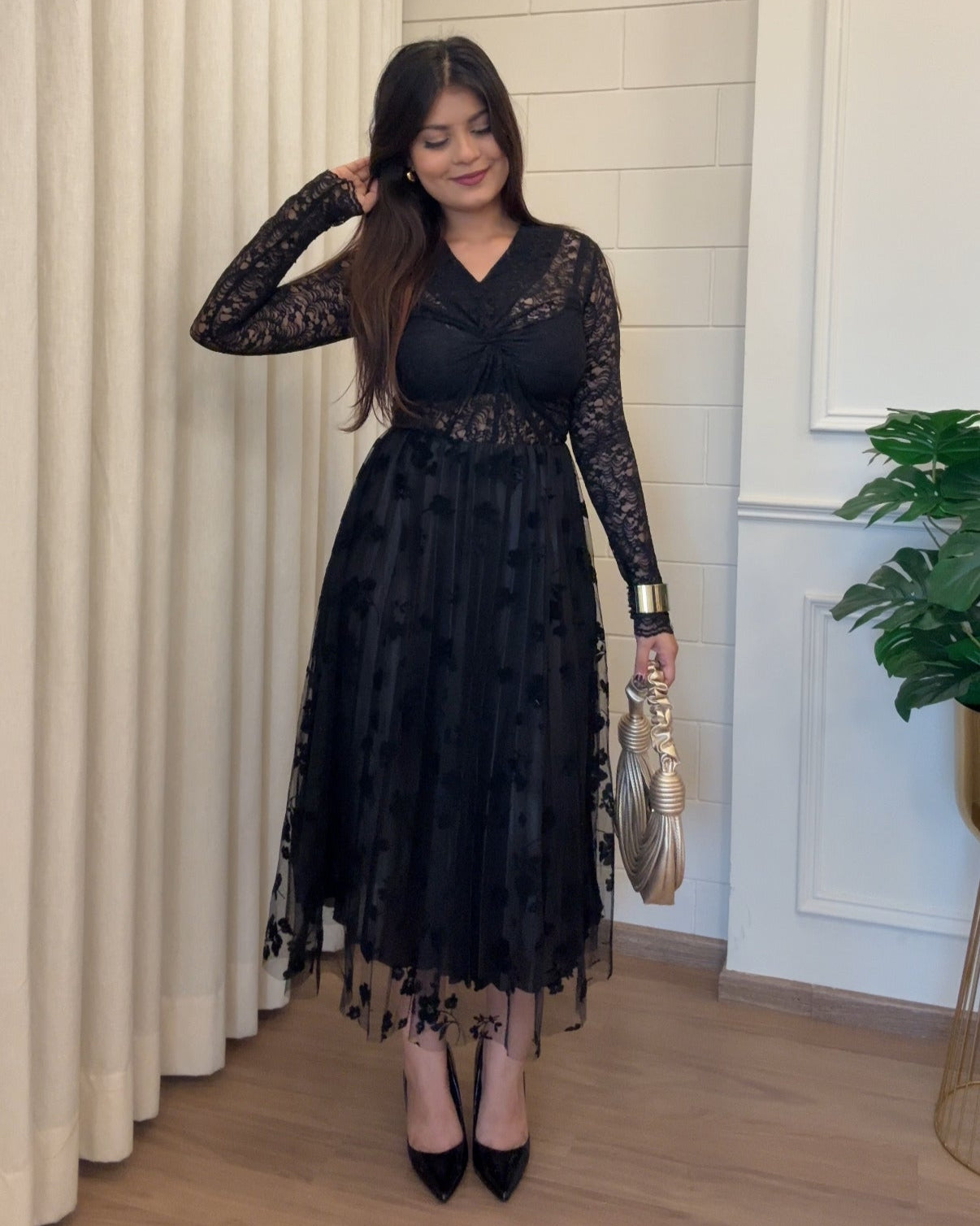 Floral Print Mesh A Line Midi Skirt