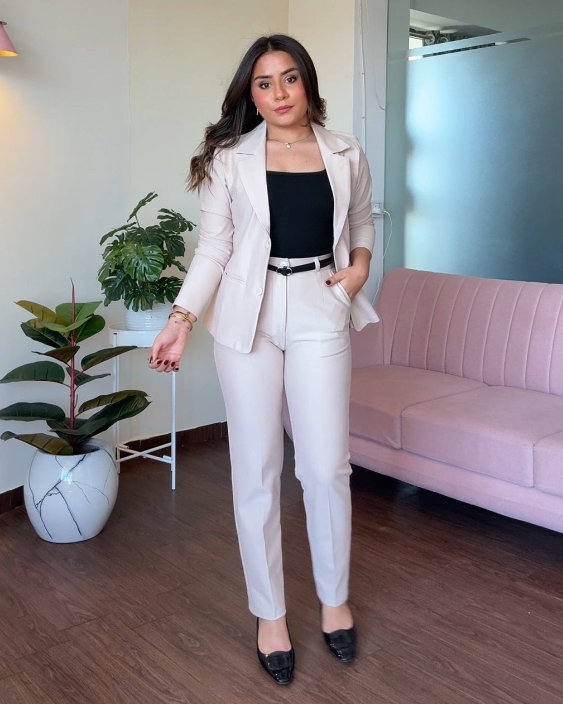 Formal Blazer And Slim Fit Trouser With Belt