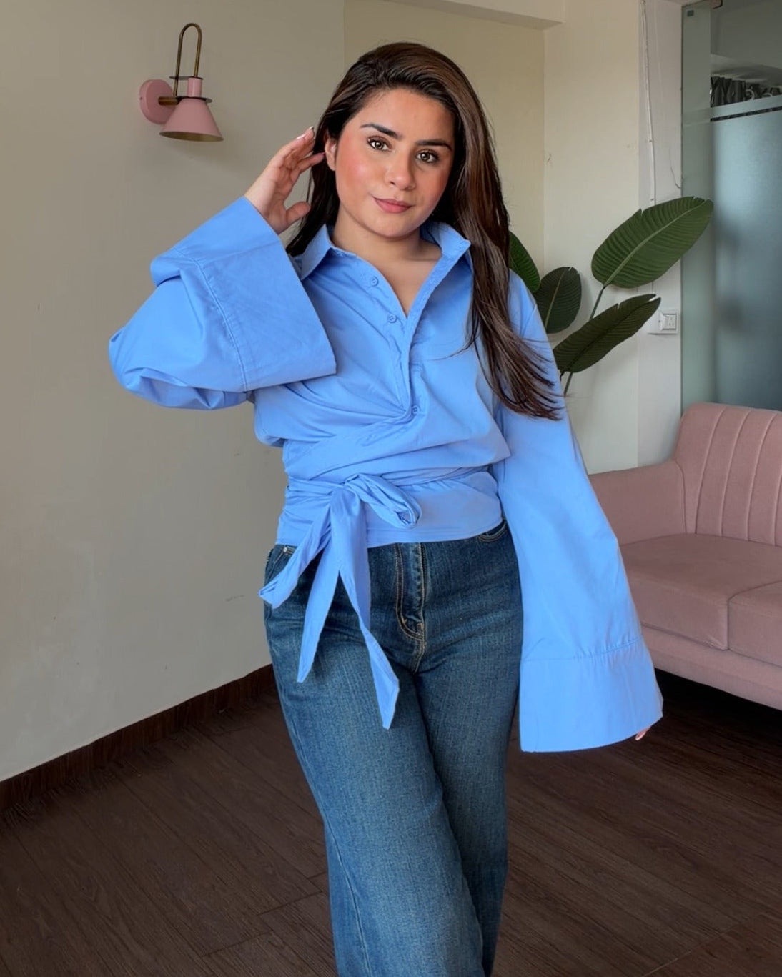 Relaxed Fit Oversized Wrap Shirt