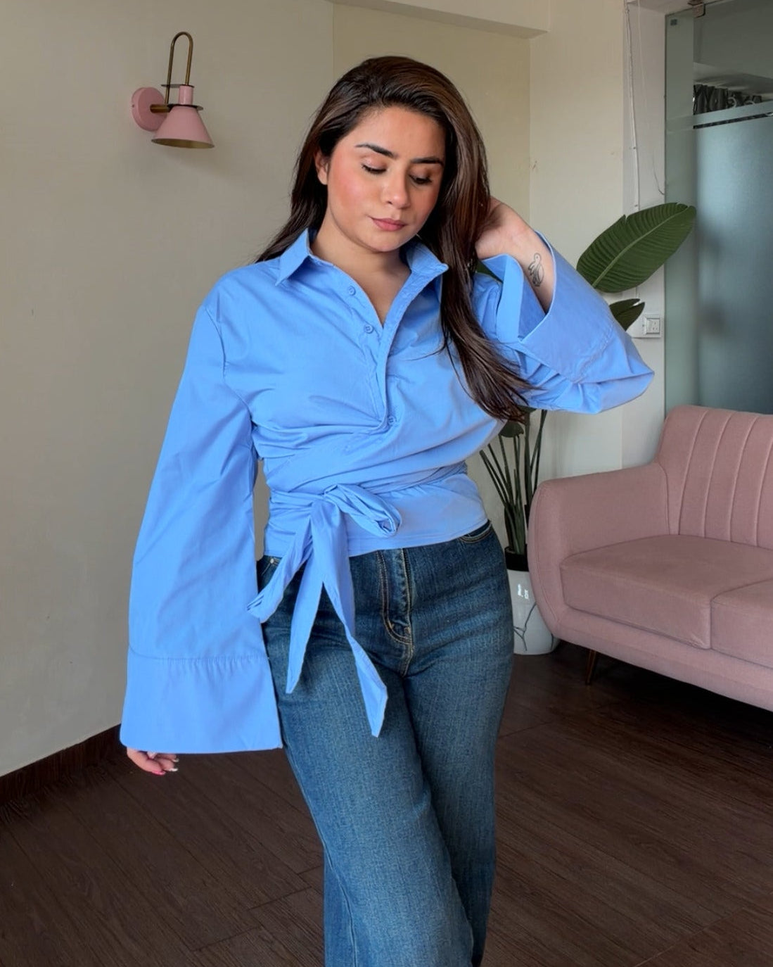 Relaxed Fit Oversized Wrap Shirt