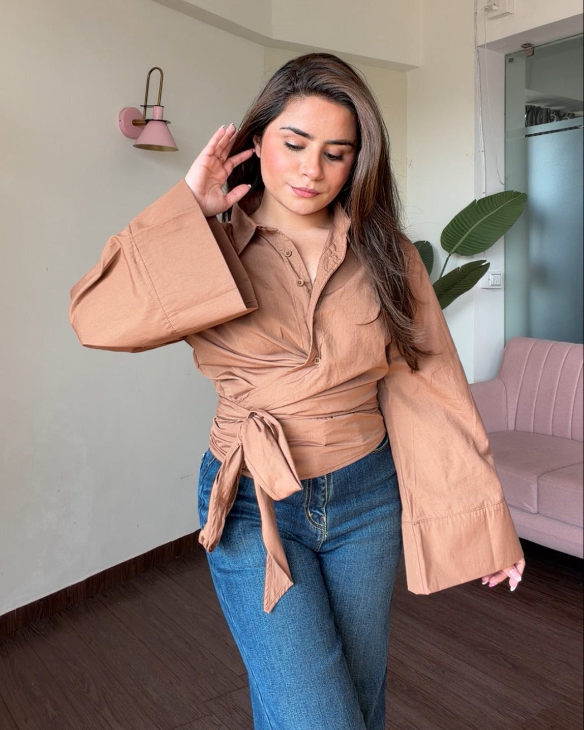 Relaxed Fit Oversized Wrap Shirt