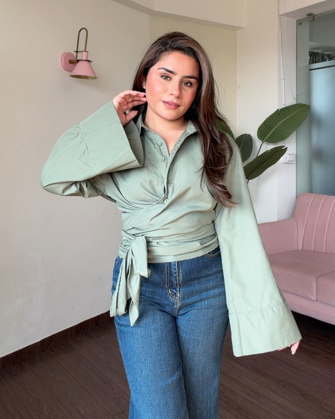 Relaxed Fit Oversized Wrap Shirt