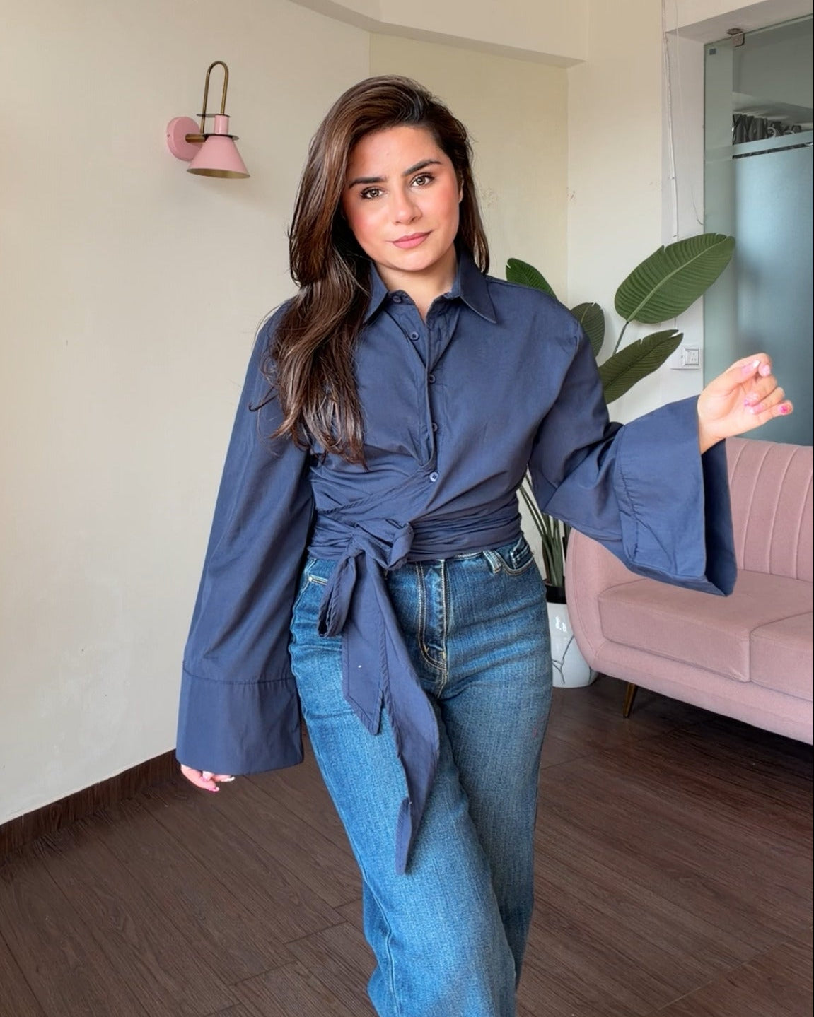 Relaxed Fit Oversized Wrap Shirt