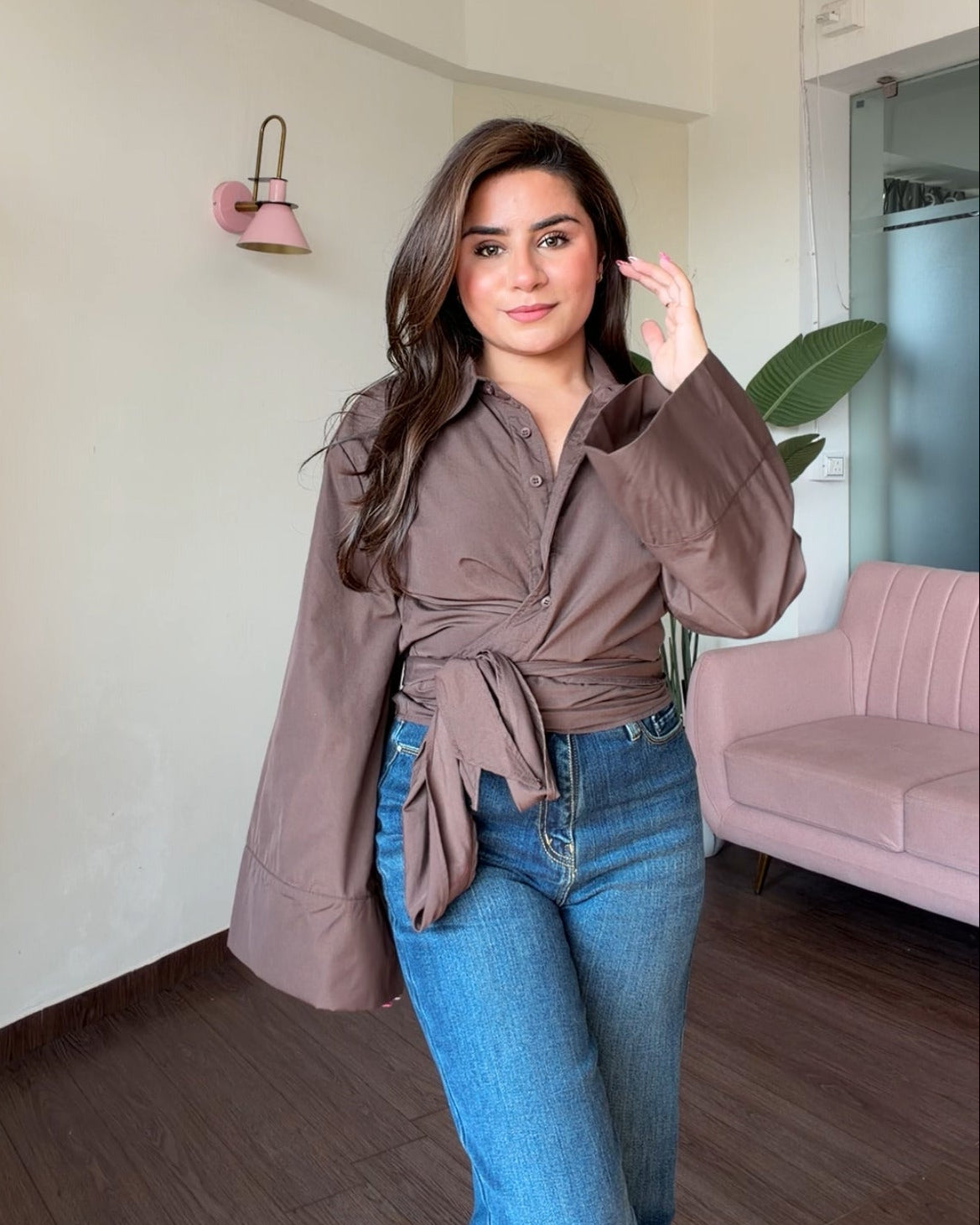 Relaxed Fit Oversized Wrap Shirt