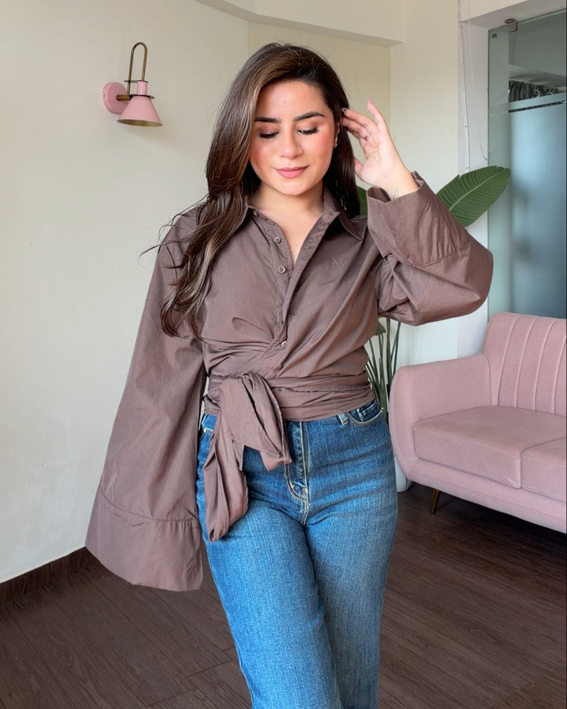 Relaxed Fit Oversized Wrap Shirt