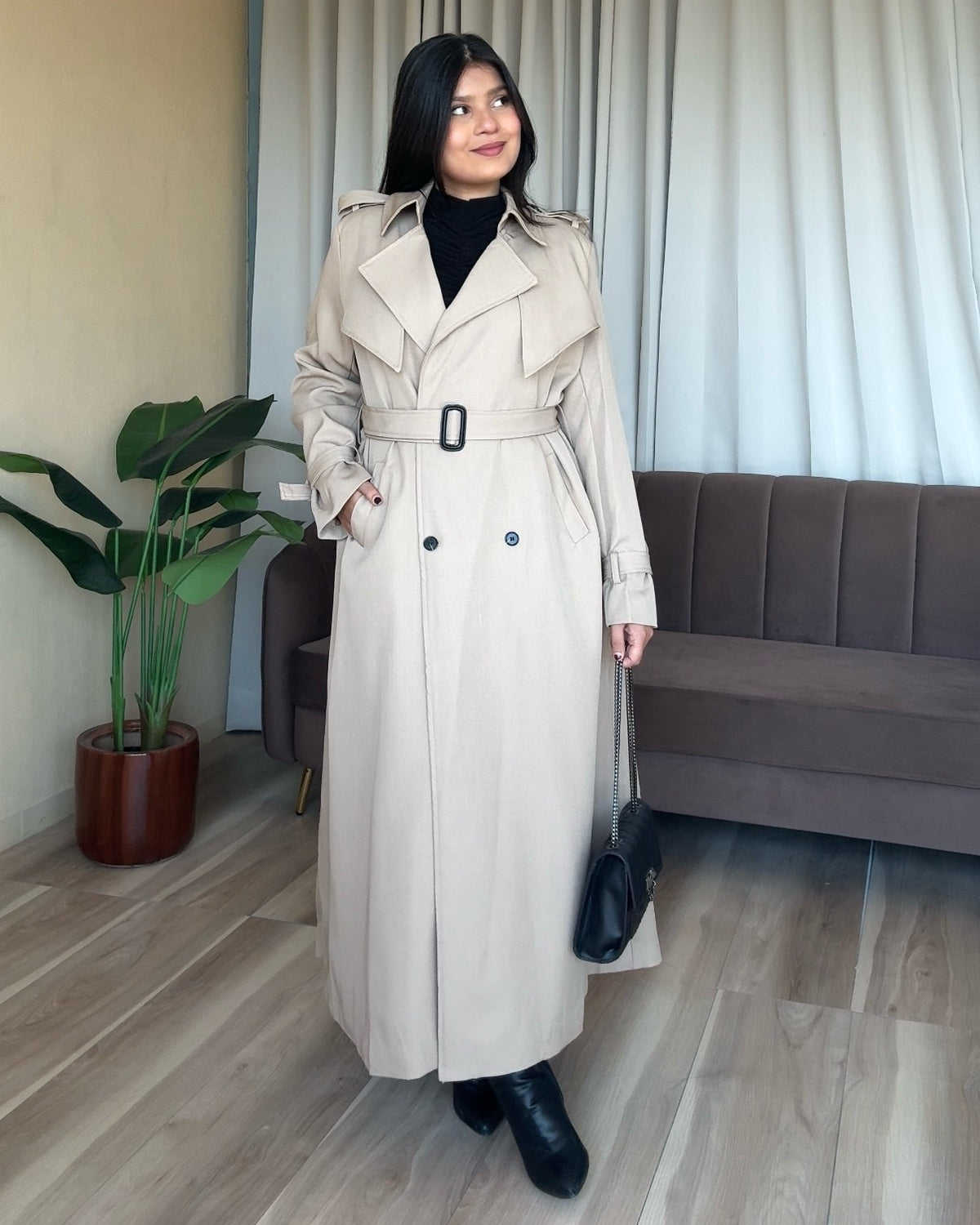 Long Fit And Flared Trench Coat