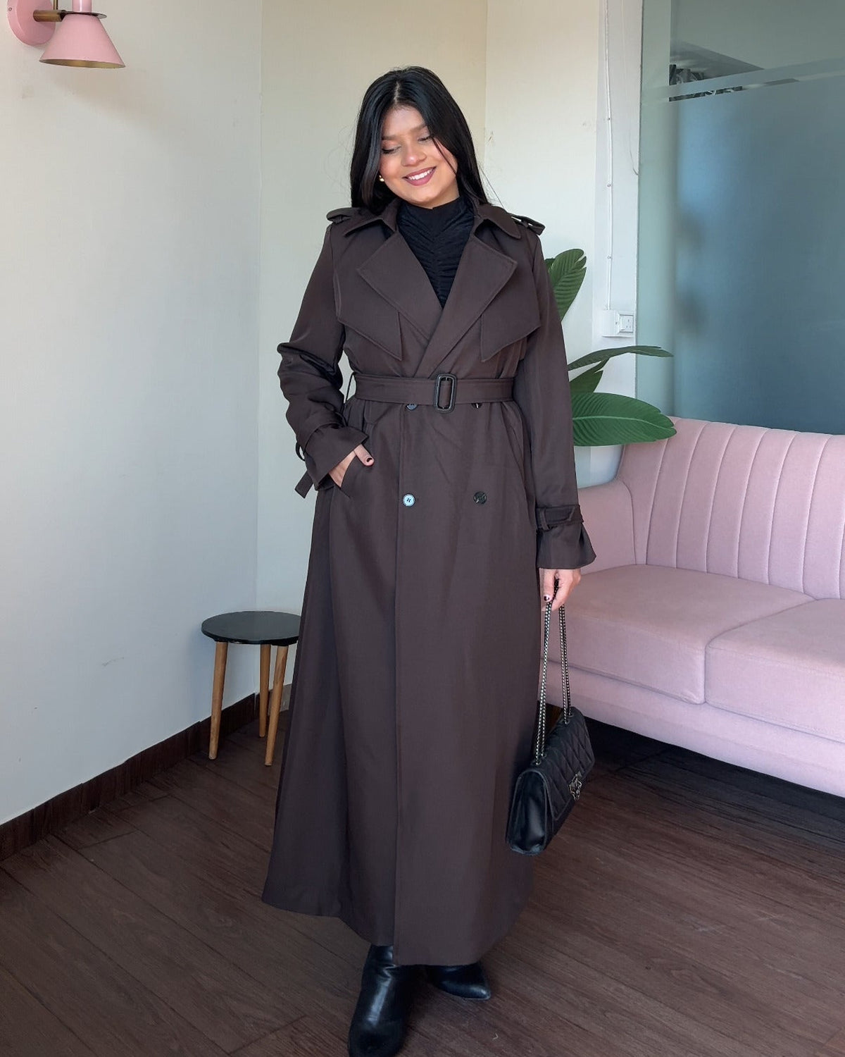 Long Fit And Flared Trench Coat