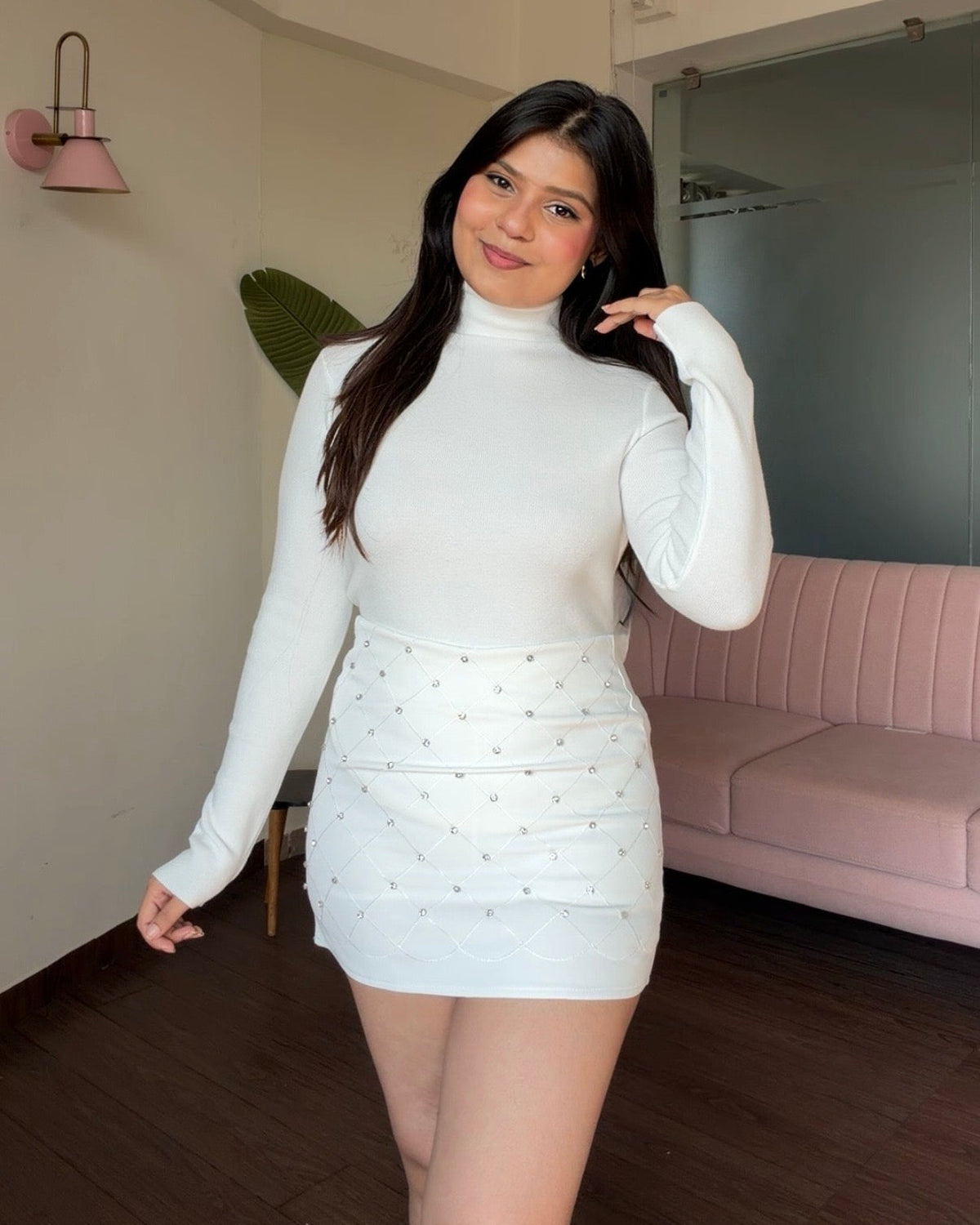 Rhinestone Detailing Mini Skirt
