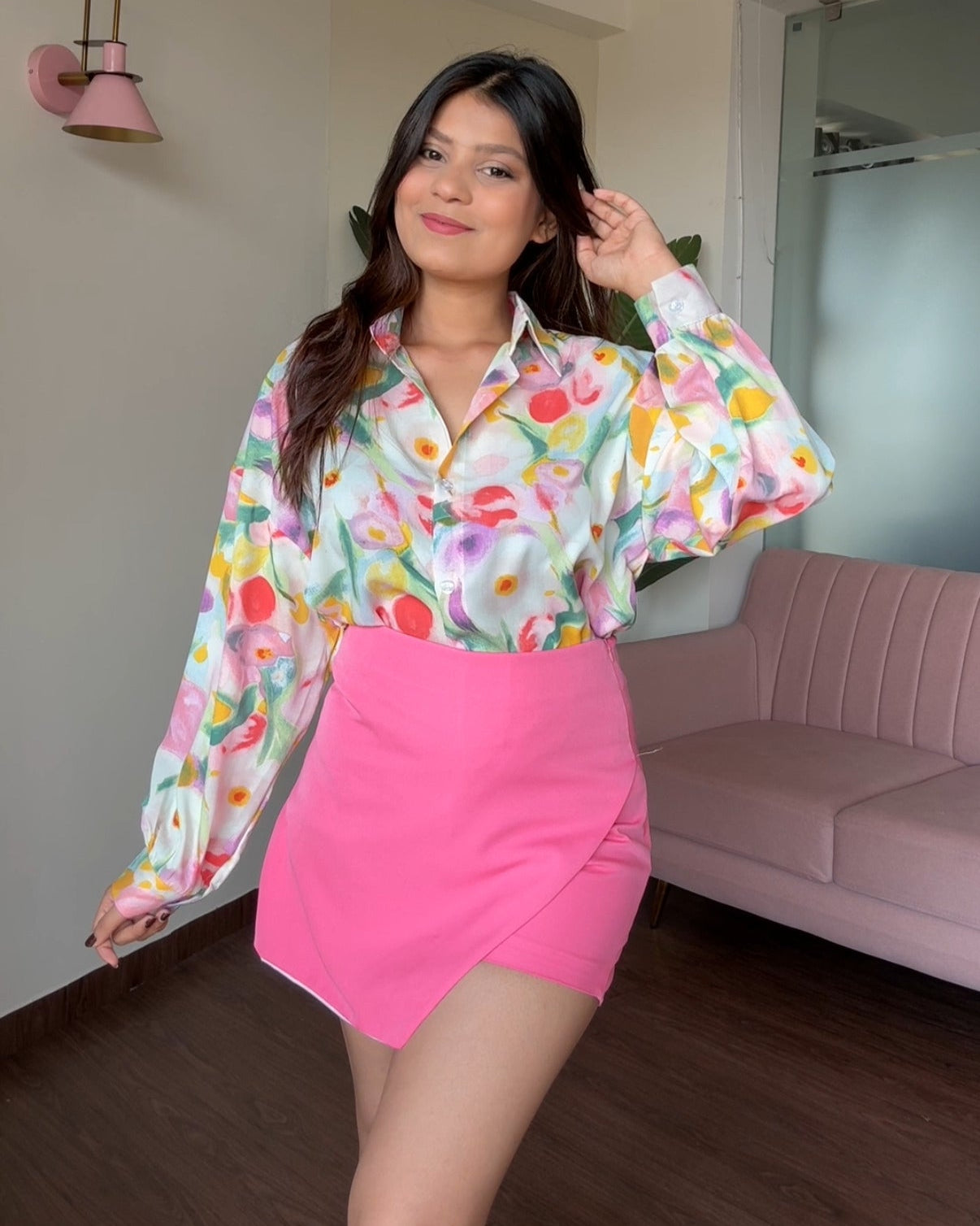 Printed Candy Garden Crepe Full Sleeves Shirt