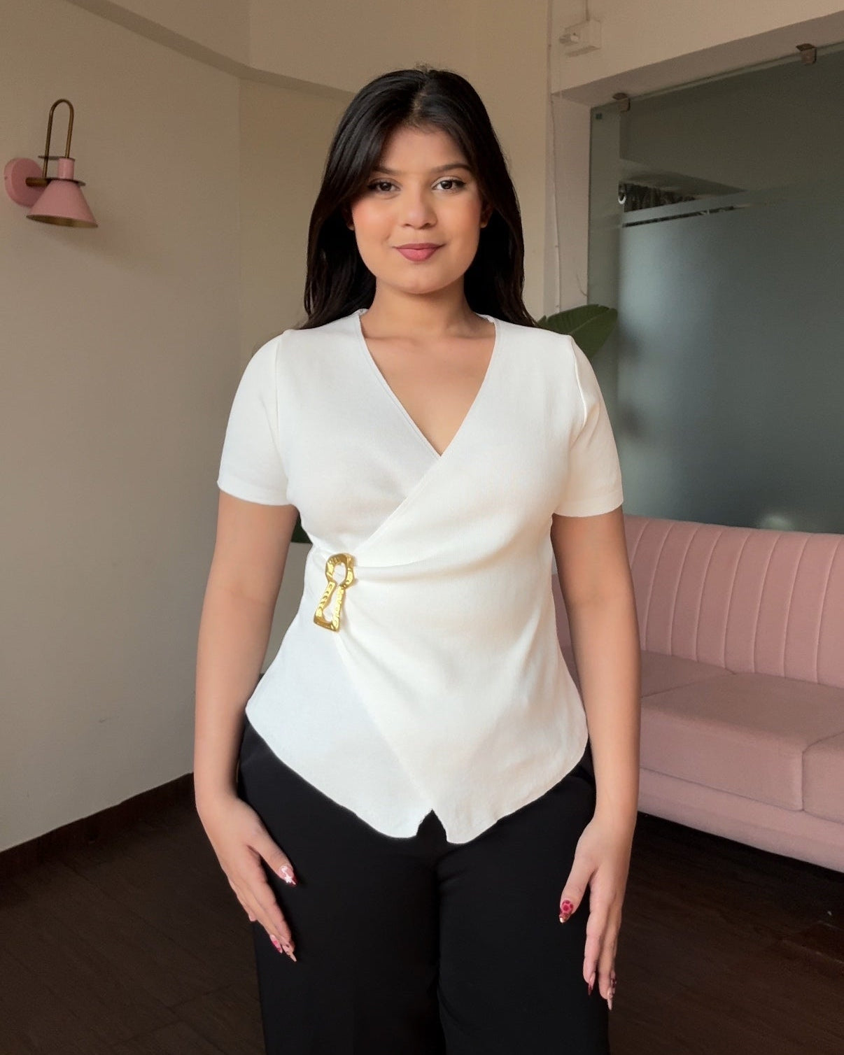 Key Hole Wrap Fitted Top