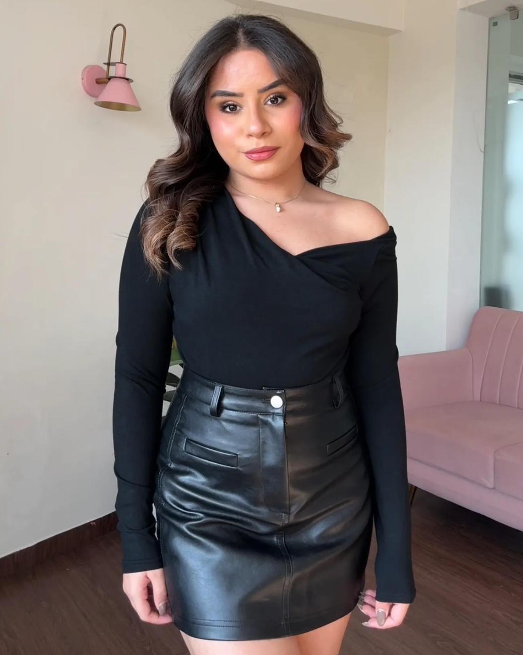 Cowl Neck Draped Fitted Top