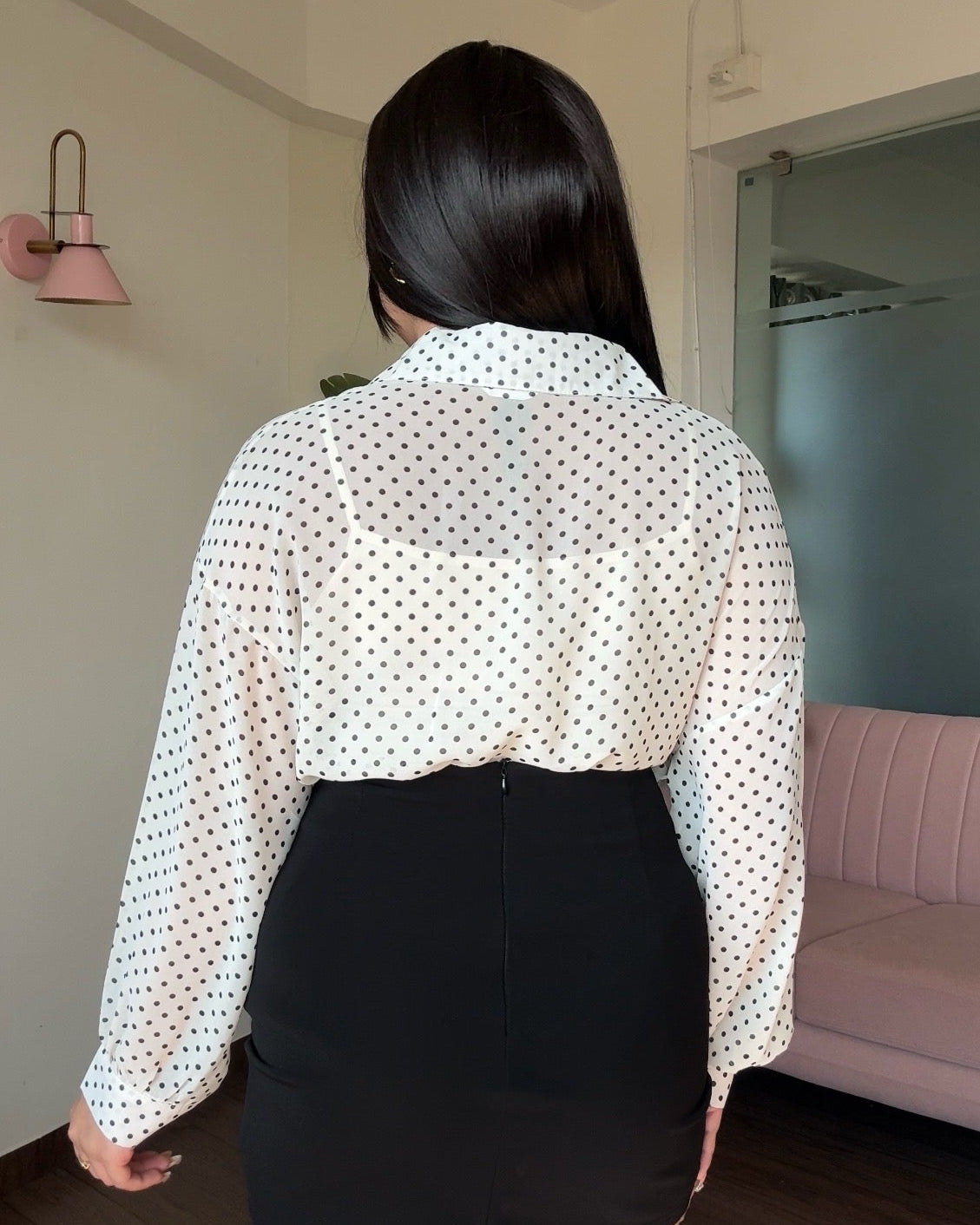 Polka Dot Chiffon Shirt