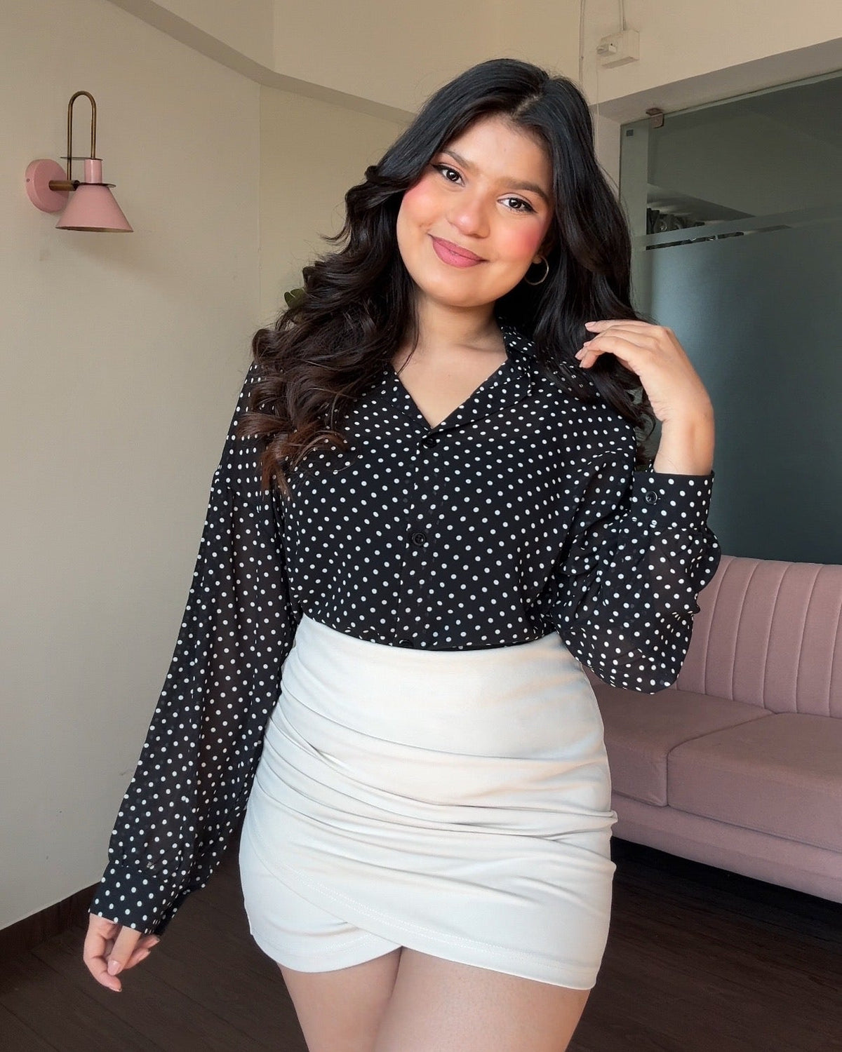 Polka Dot Chiffon Shirt