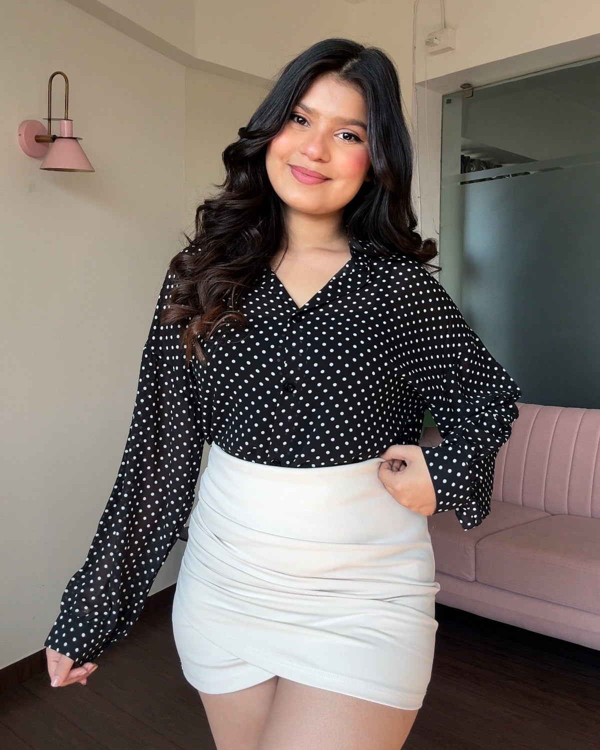 Polka Dot Chiffon Shirt
