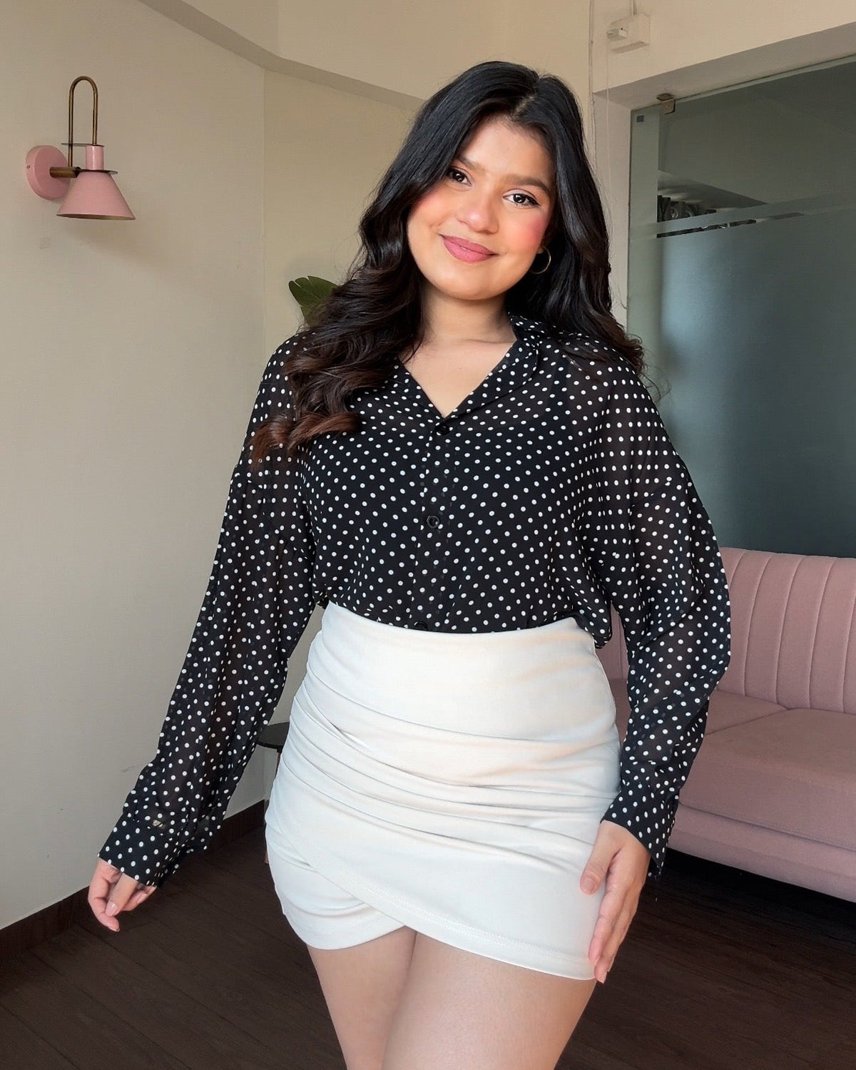 Polka Dot Chiffon Shirt