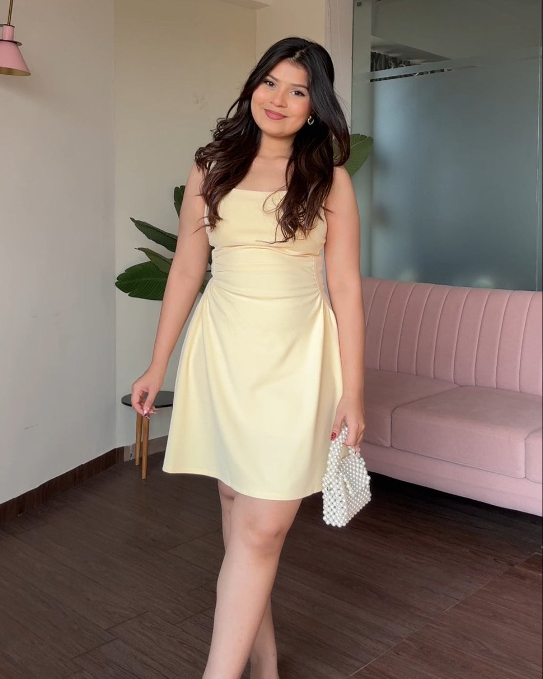 Waist Ruched Detailing Fit And Flared Dress