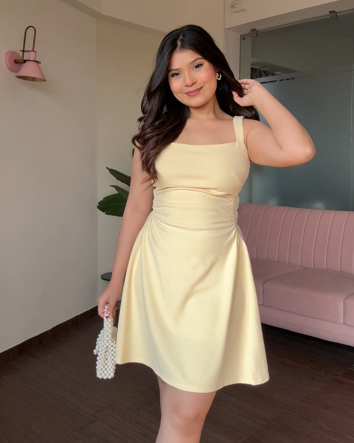 Waist Ruched Detailing Fit And Flared Dress