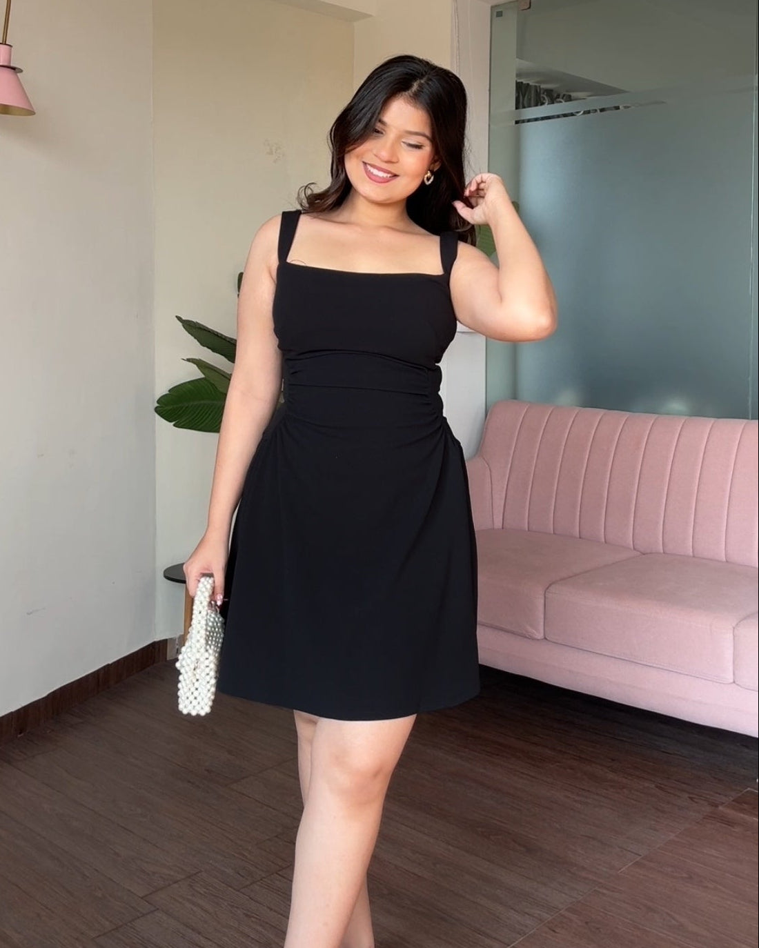 Waist Ruched Detailing Fit And Flared Dress