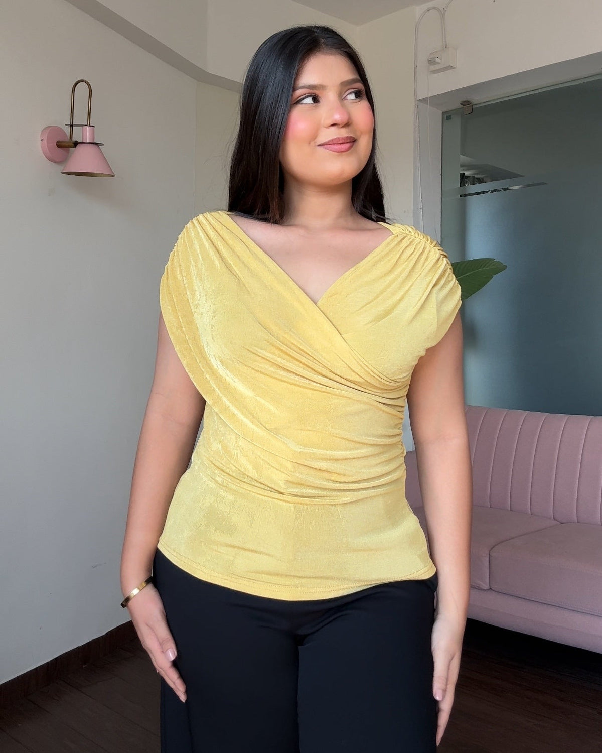 Overlap Cut Sleeve Top