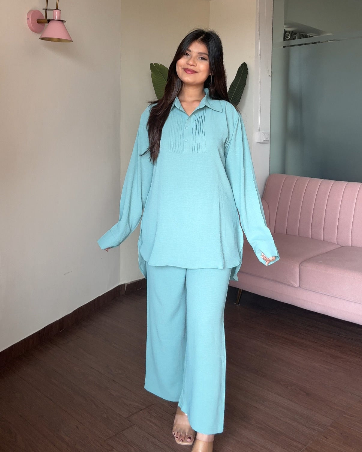 Solid Work Wear Plain Summer Co-ord Set