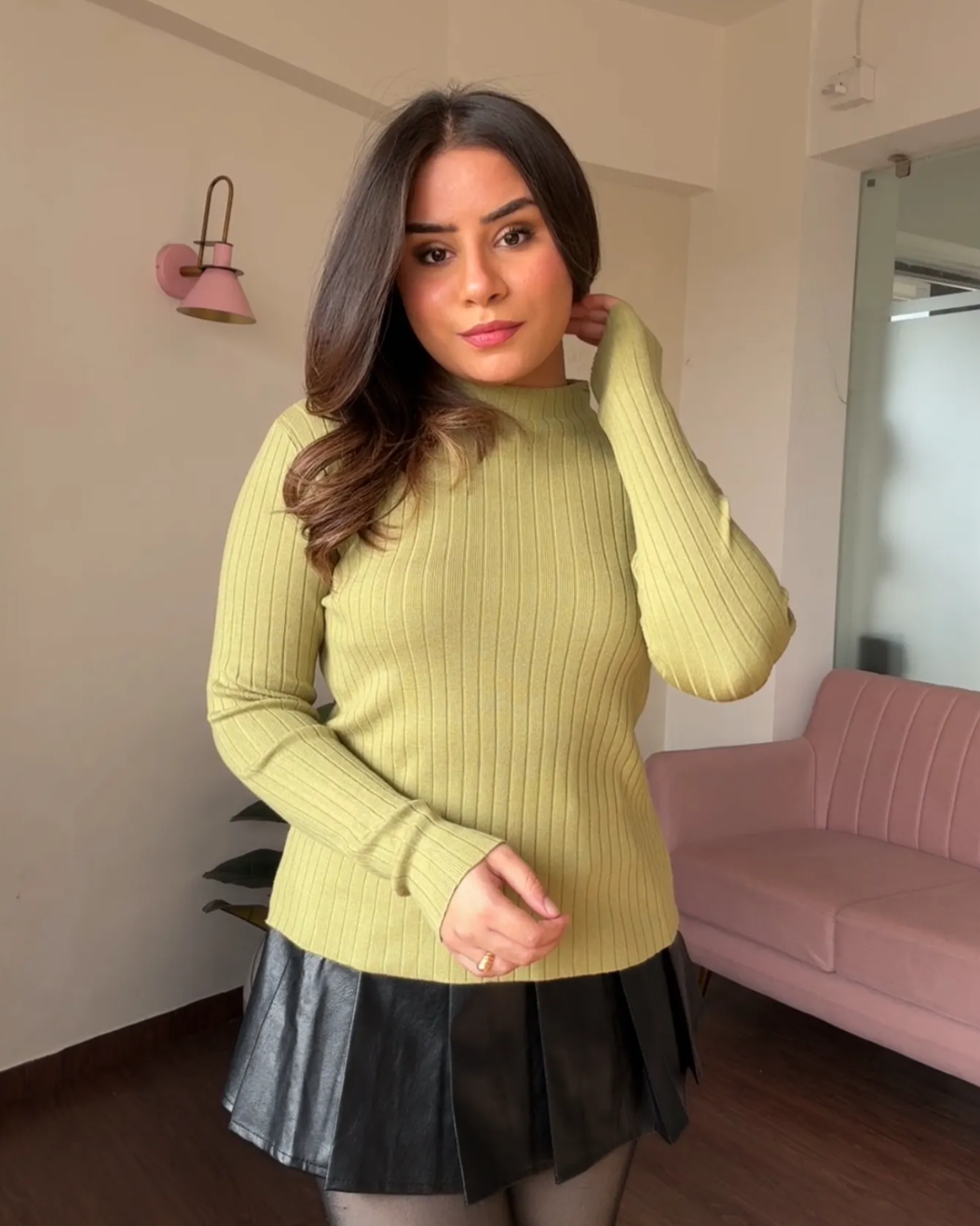 Basic Highneck Ribbed Top