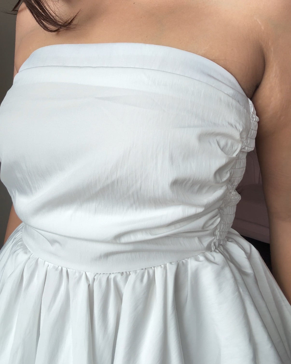 Ruched Peplum Tube Top