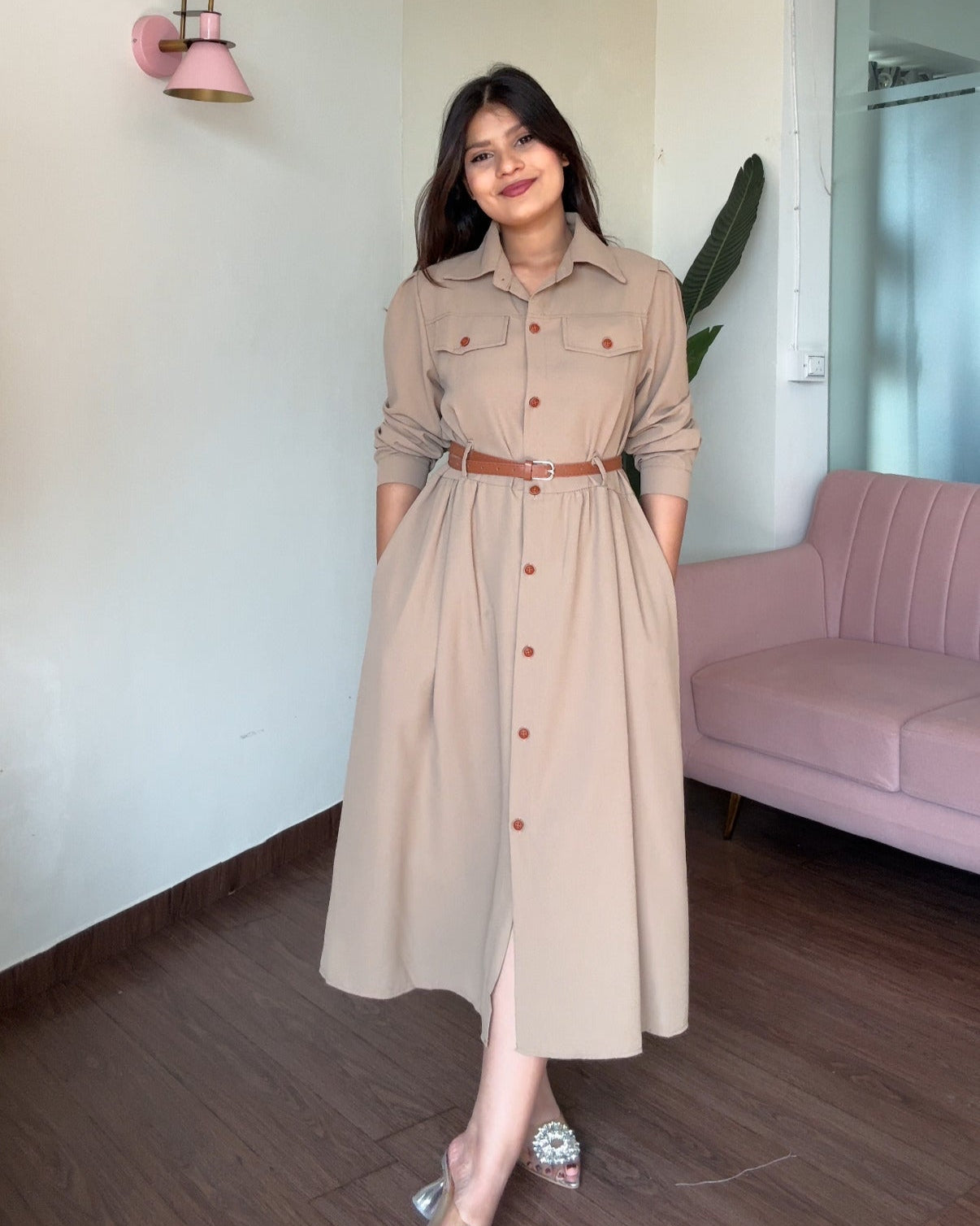 Button-Down Modest Shirt Dress