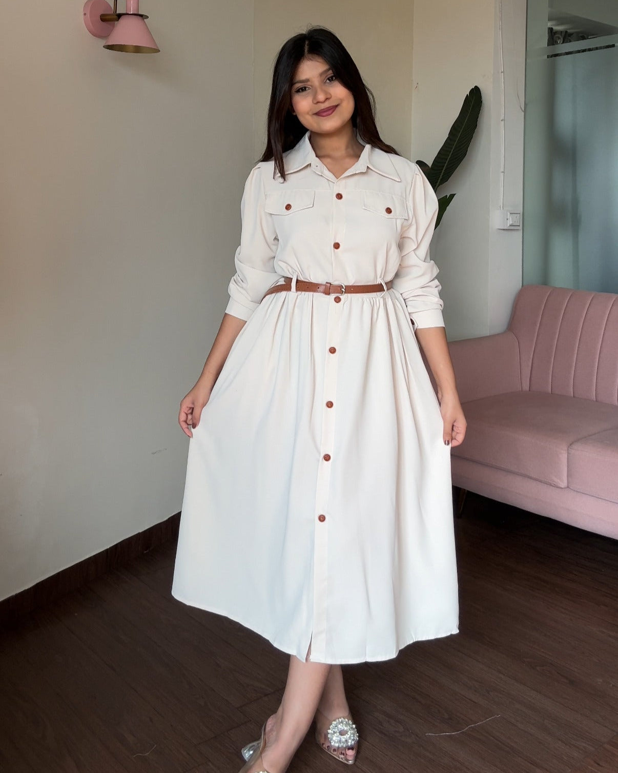 Button-Down Modest Shirt Dress