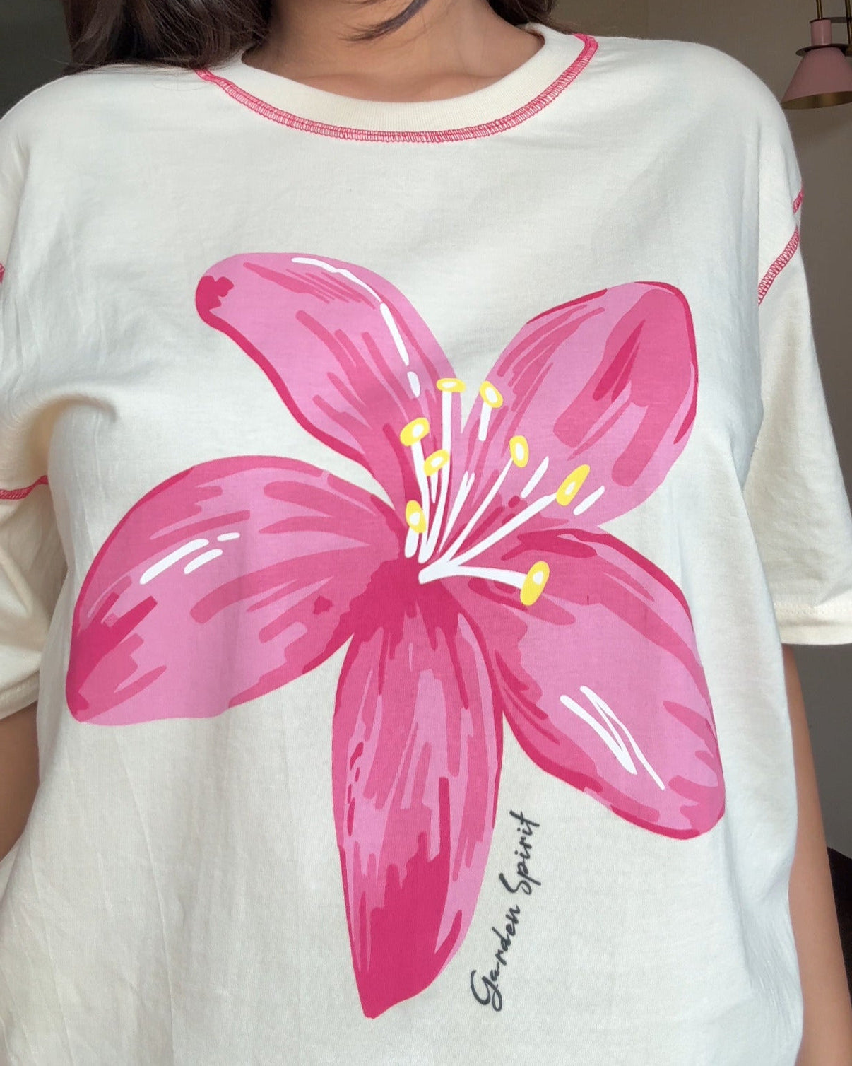 Contrast Stitch Hibiscus Oversized Tee
