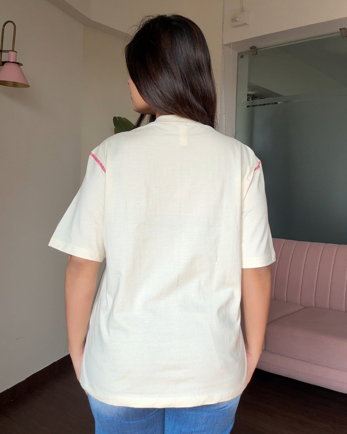 Contrast Stitch Hibiscus Oversized Tee