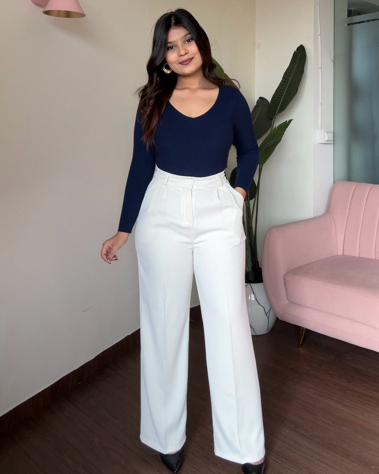 High Waisted Tailored Wide Leg Pants