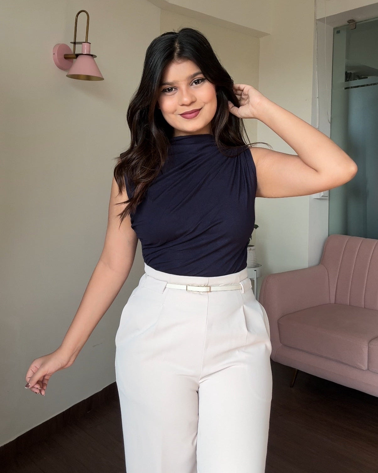 Cut Sleeves Draped Top