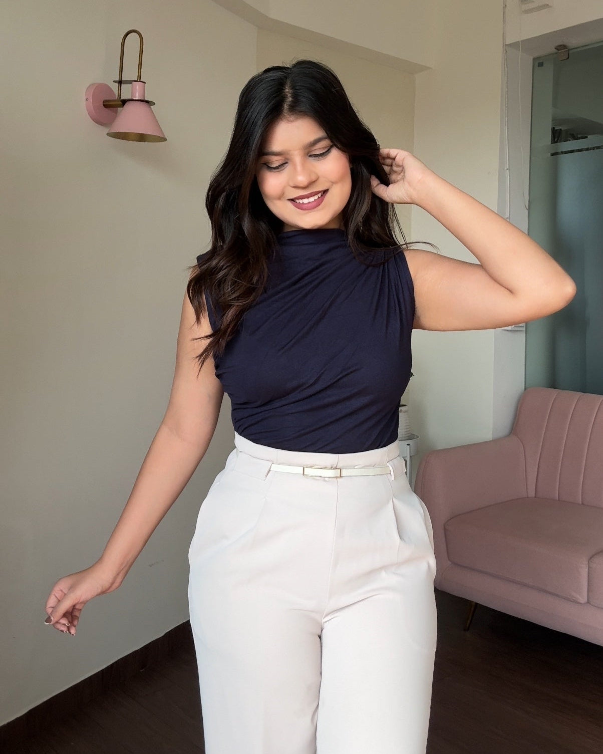 Cut Sleeves Draped Top