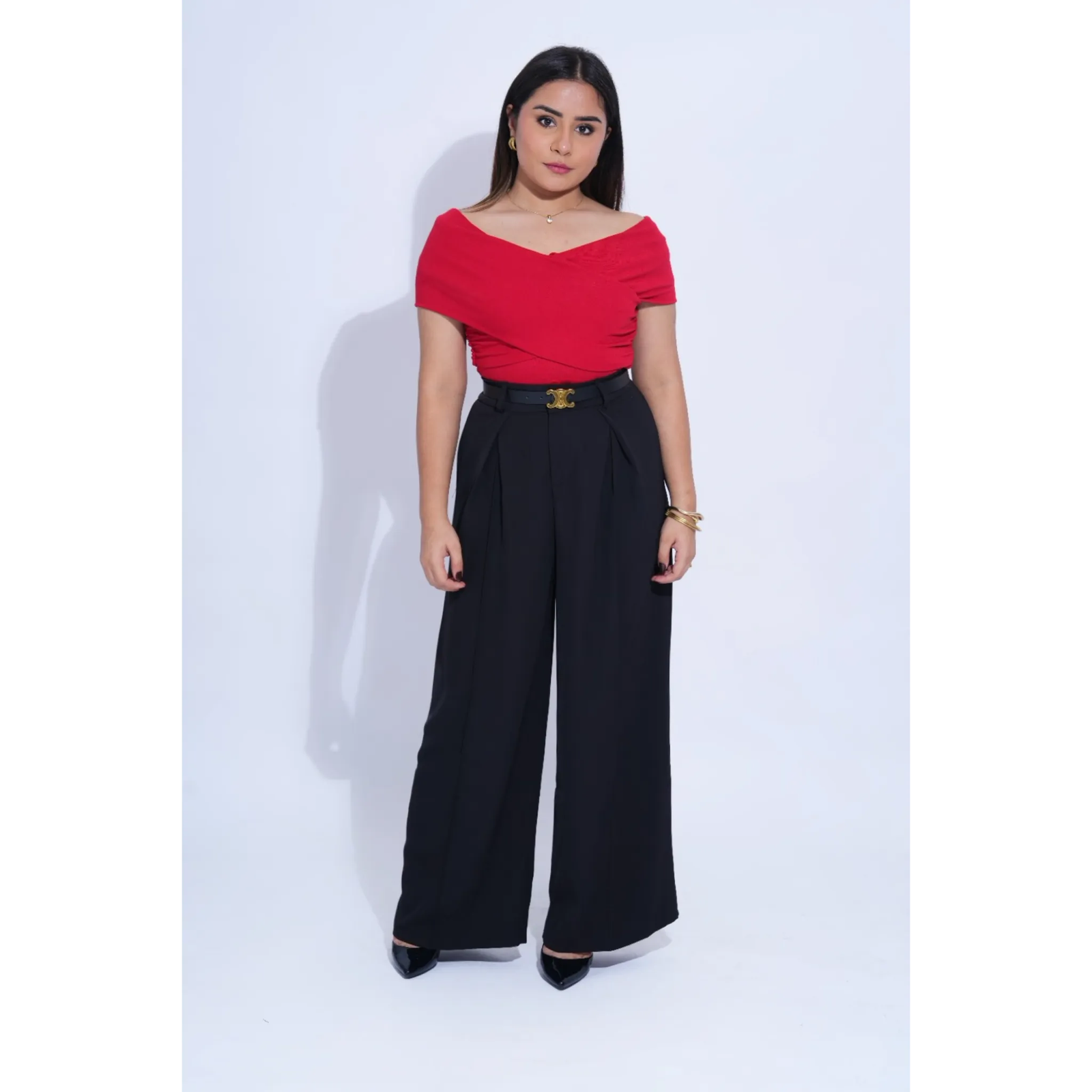 High Waisted Pleated Pants With Belt