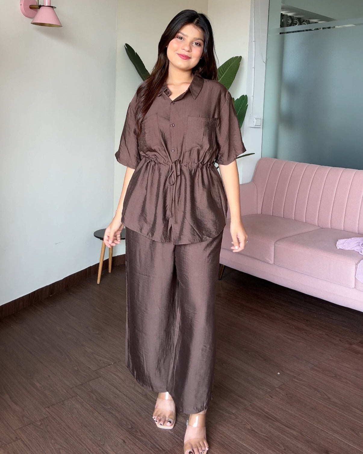 Waist Tie Up Modest Work Wear Co-ord Set