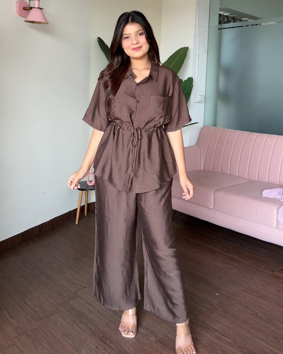 Waist Tie Up Modest Work Wear Co-ord Set