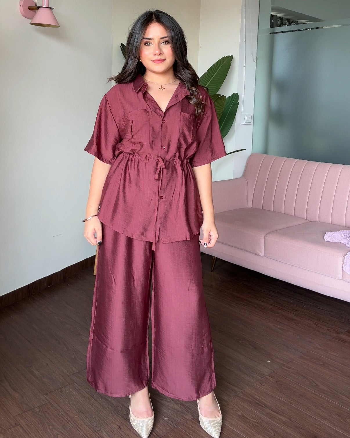 Waist Tie Up Modest Work Wear Co-ord Set