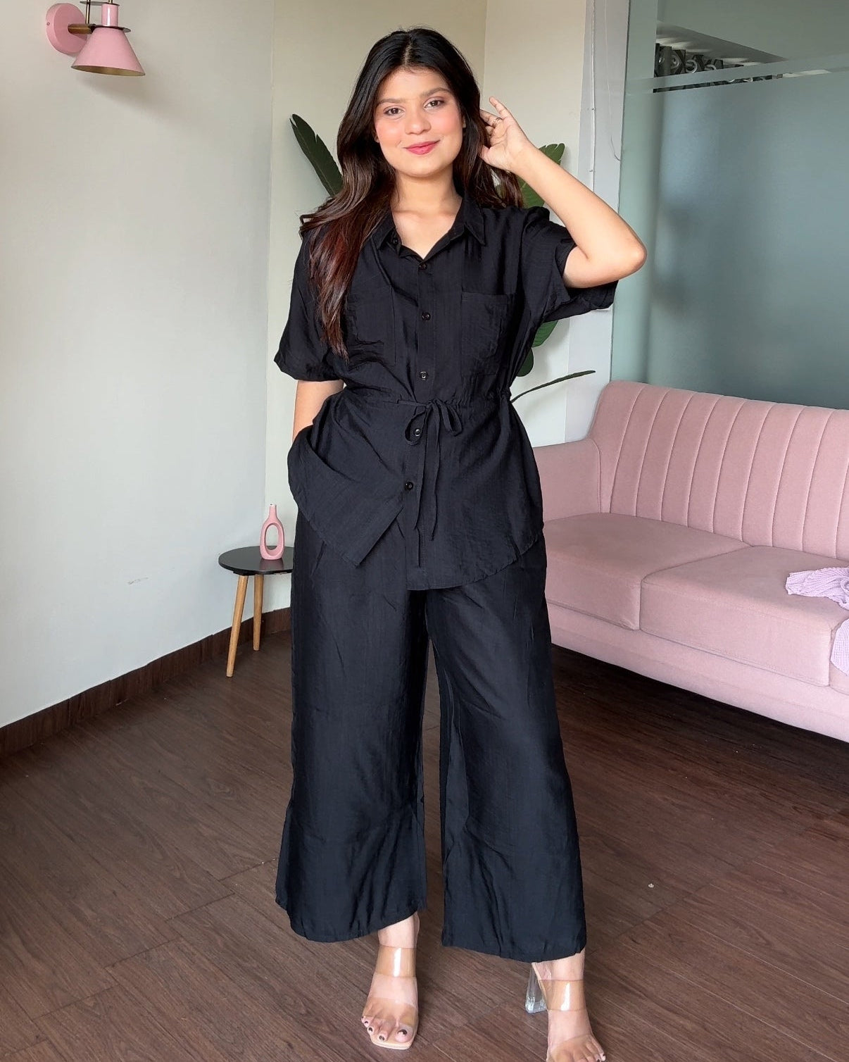 Waist Tie Up Modest Work Wear Co-ord Set