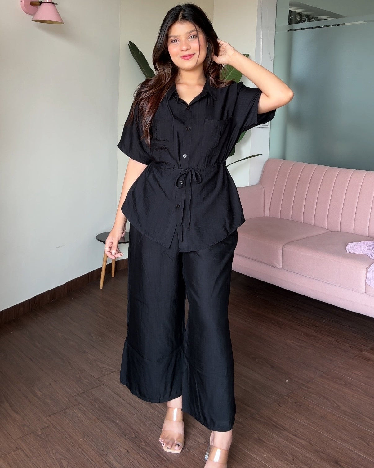 Waist Tie Up Modest Work Wear Co-ord Set
