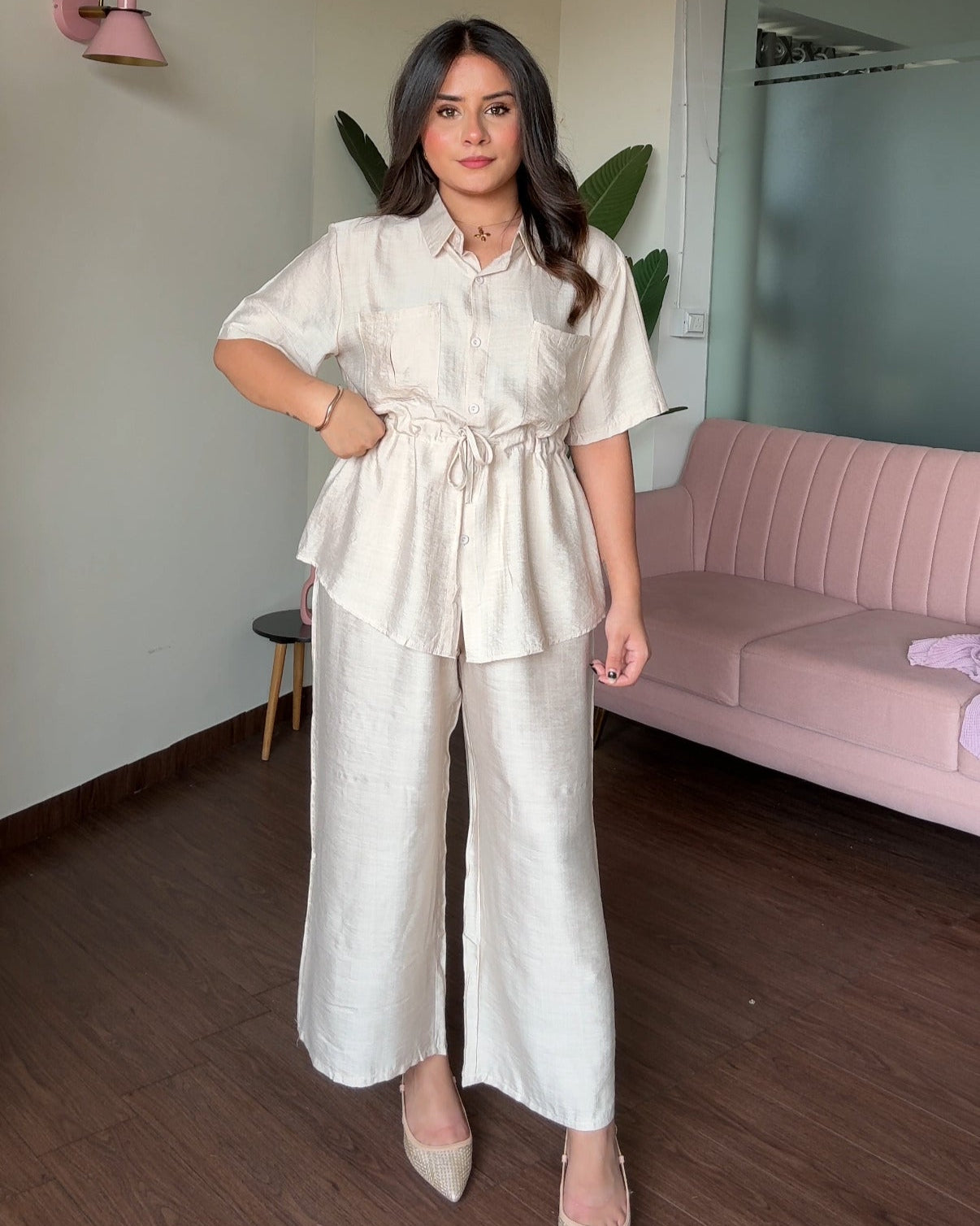 Waist Tie Up Modest Work Wear Co-ord Set