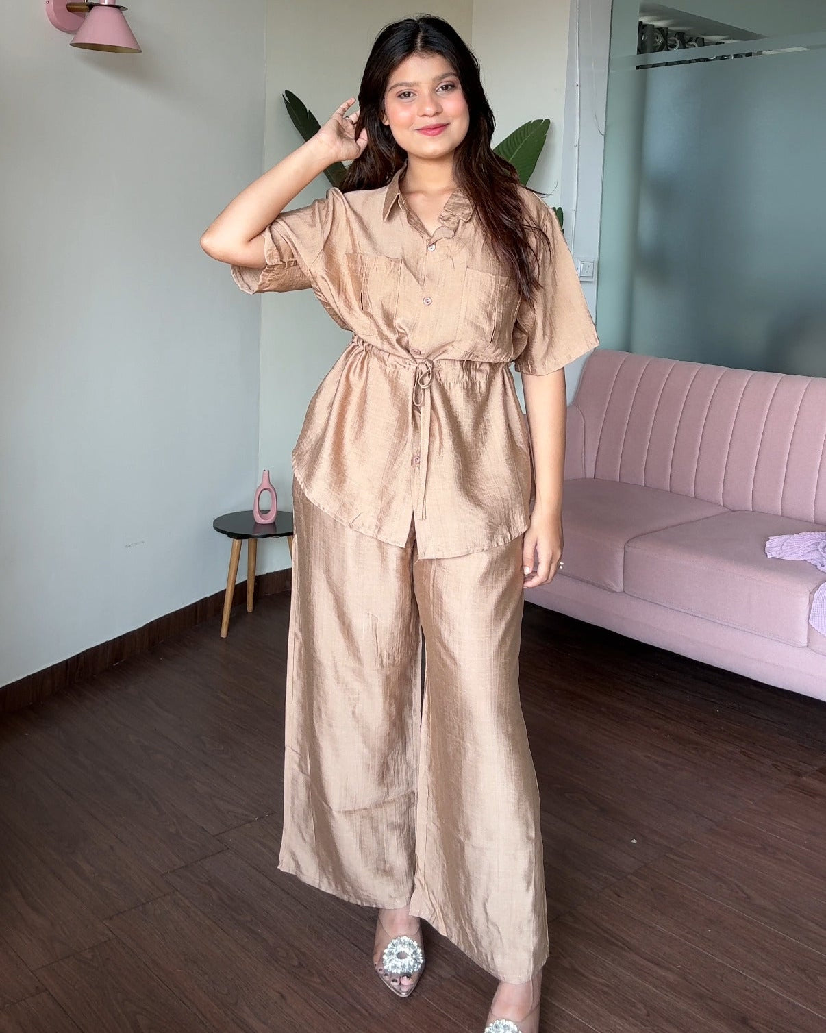 Waist Tie Up Modest Work Wear Co-ord Set