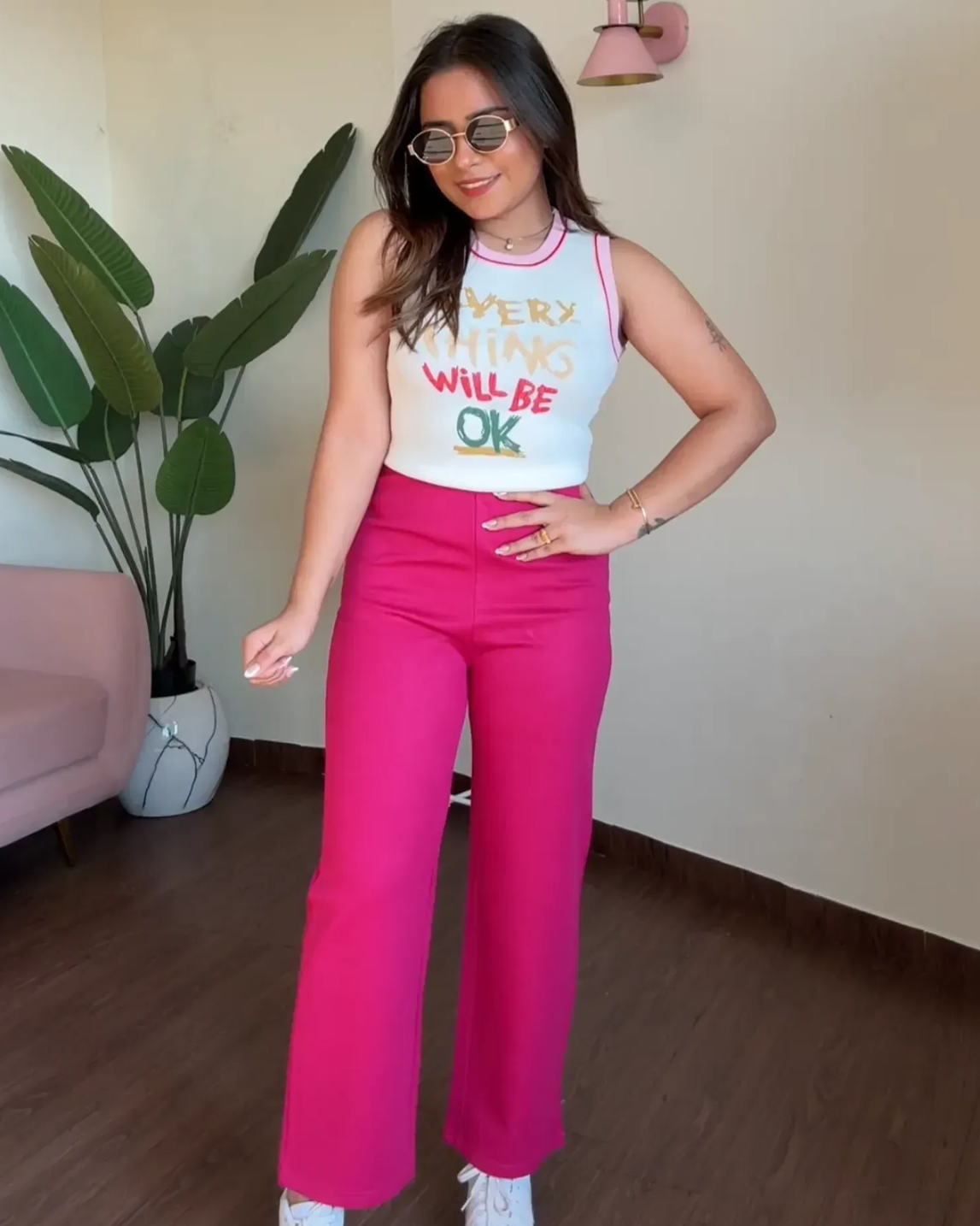 Graphic Tank Top And Pants Co-ord Set