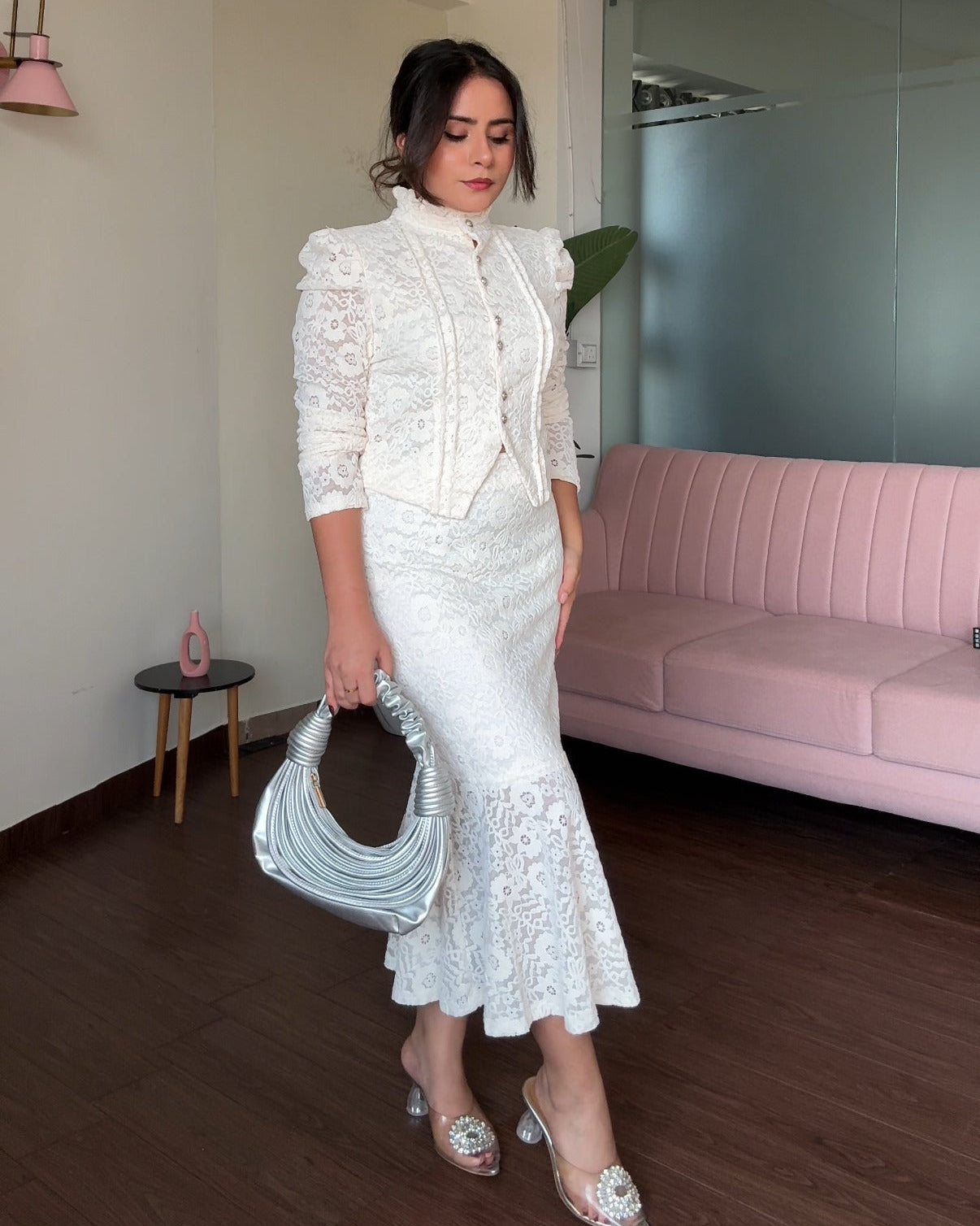 Lacy Puff Sleeve Modest Co-ord Set