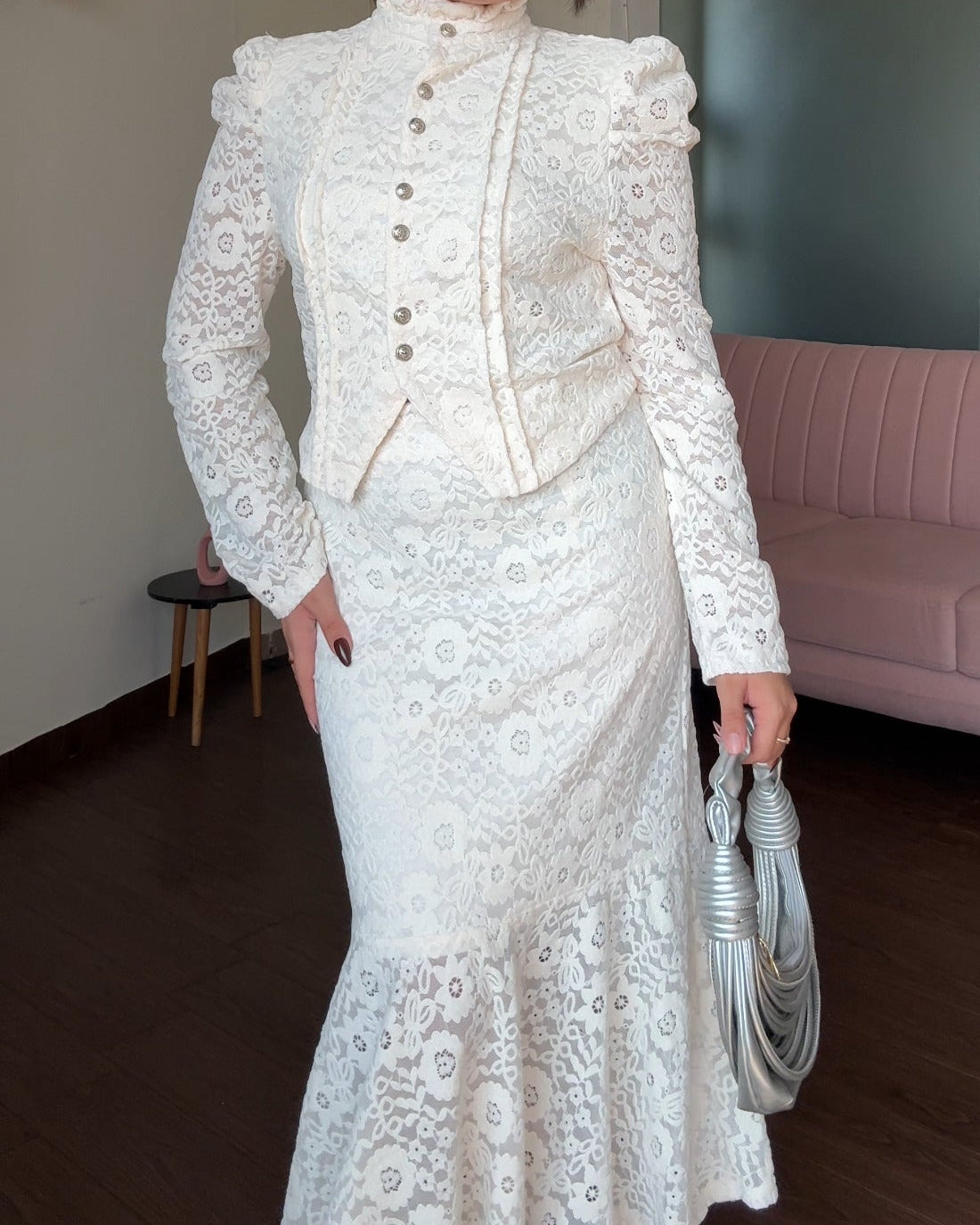 Lacy Puff Sleeve Modest Co-ord Set