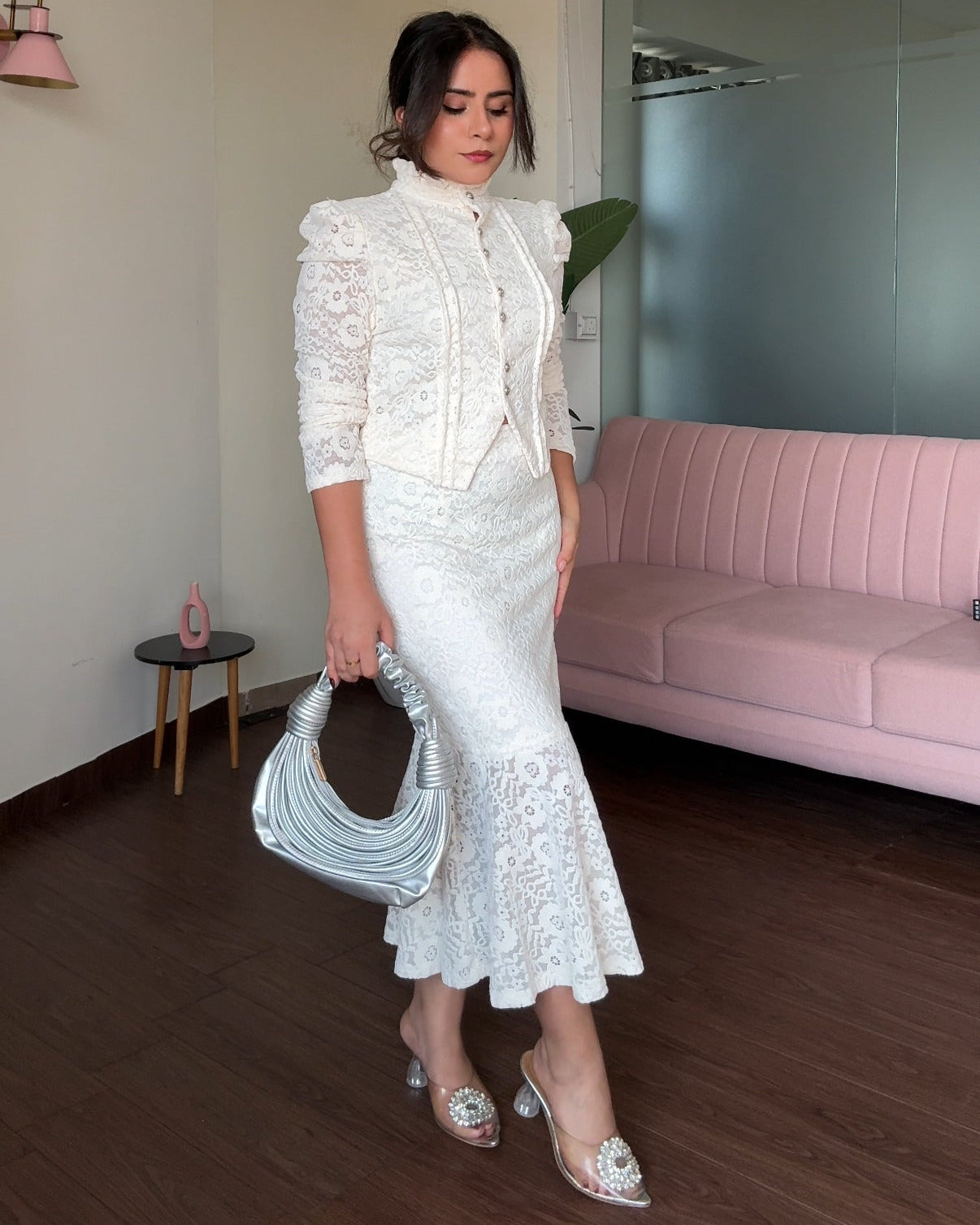 Lacy Puff Sleeve Modest Co-ord Set