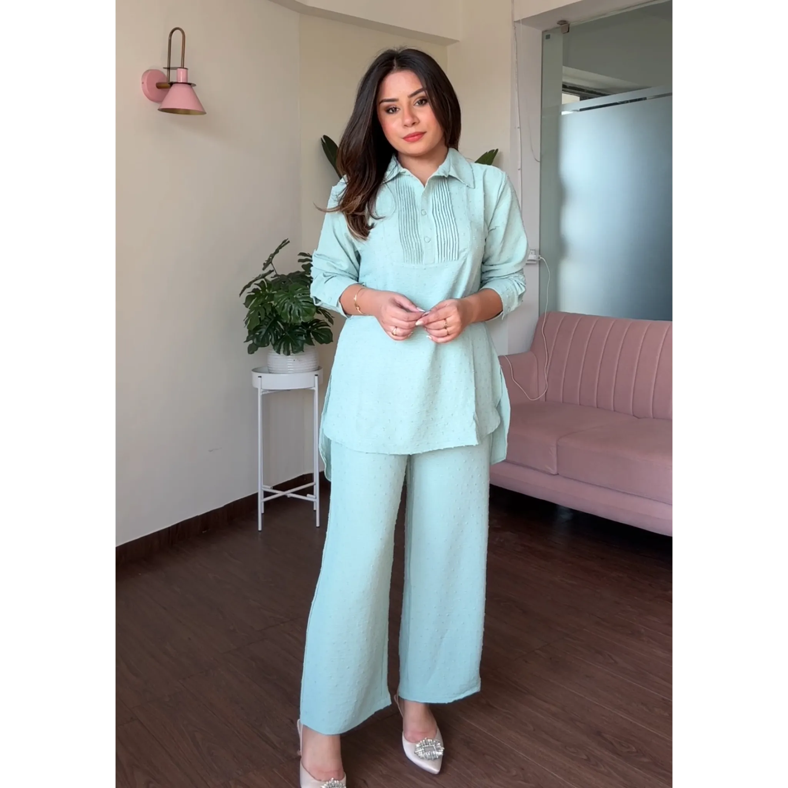 Solid Work Wear Summer Co-ord Set