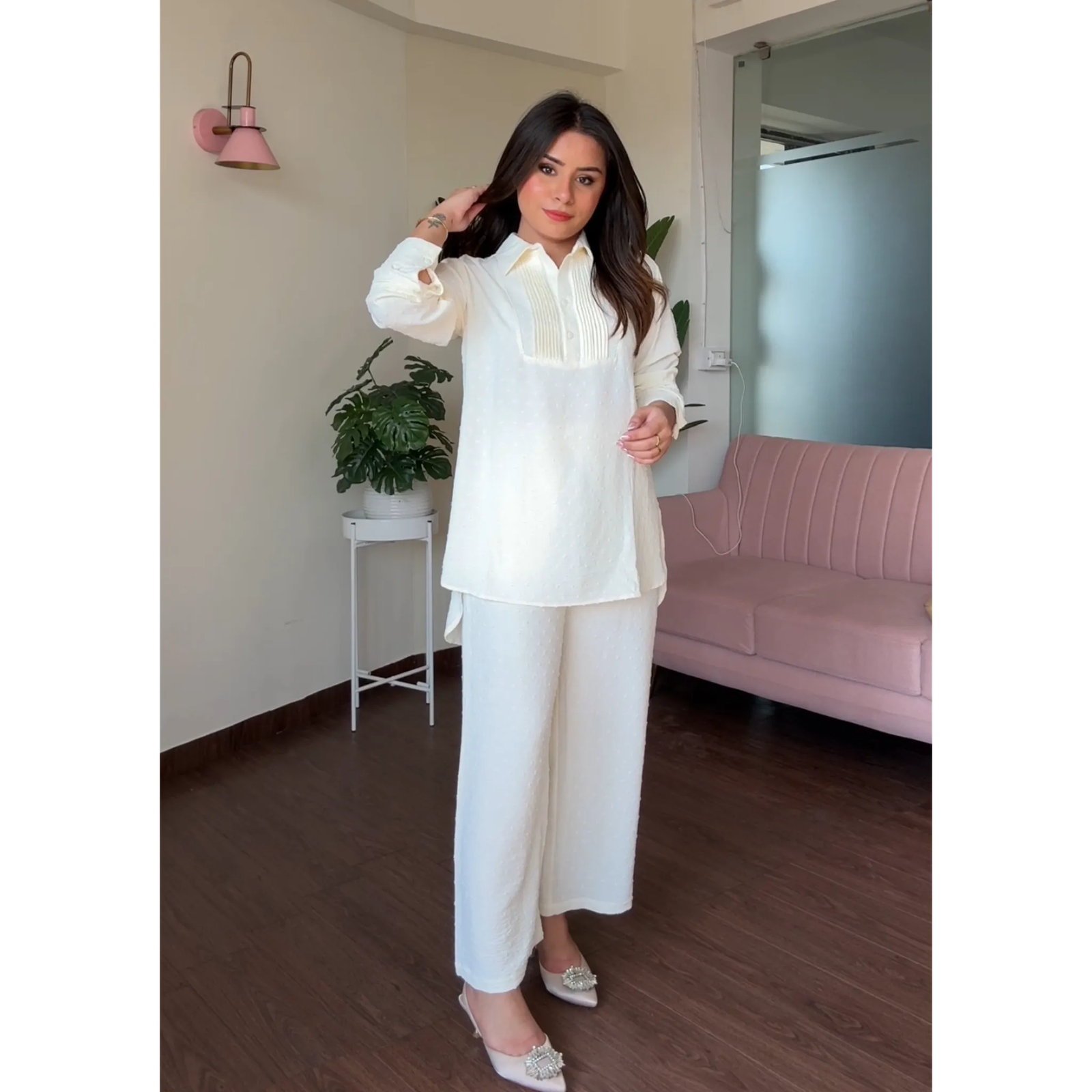 Solid Work Wear Summer Co-ord Set