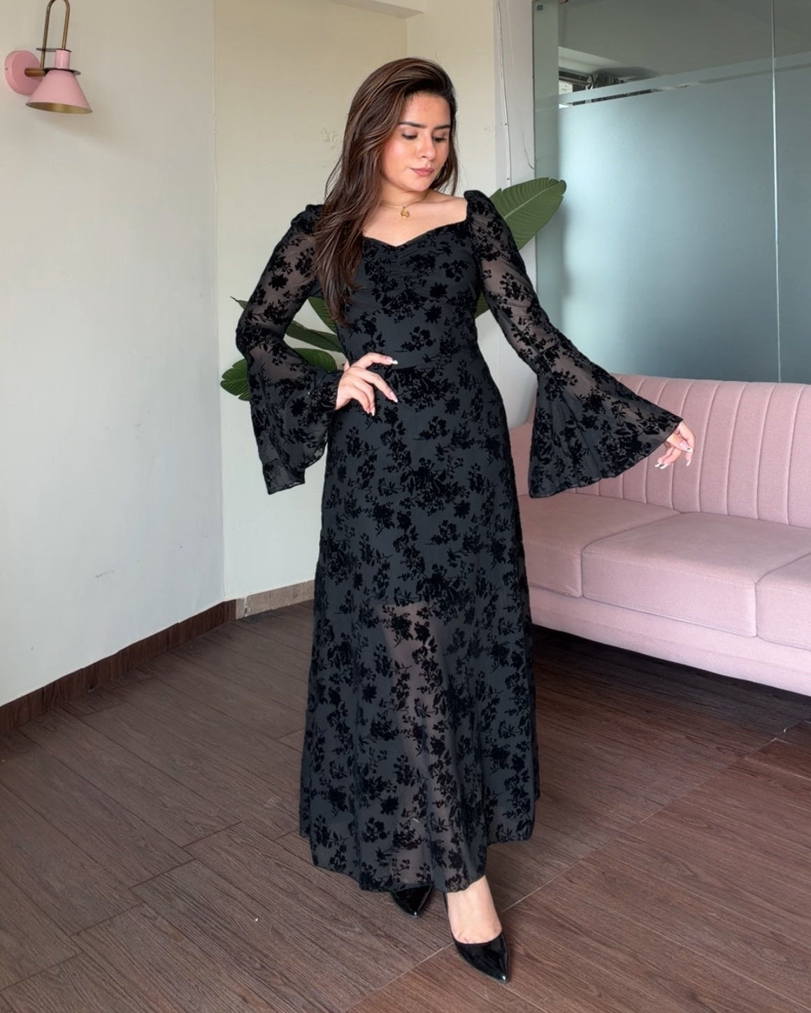 Sweetheart Neckline Fit And Flared Midi Dress
